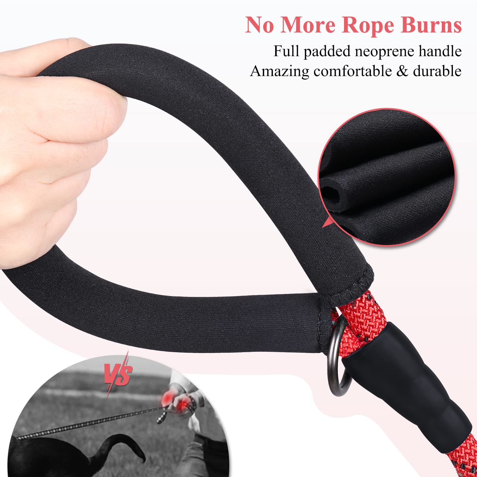 Vivaglory Short Rope Dog Leash Durable Highly Reflective Threads Training Walking Dog Traffic Leashes For Medium & Large Dogs, 1