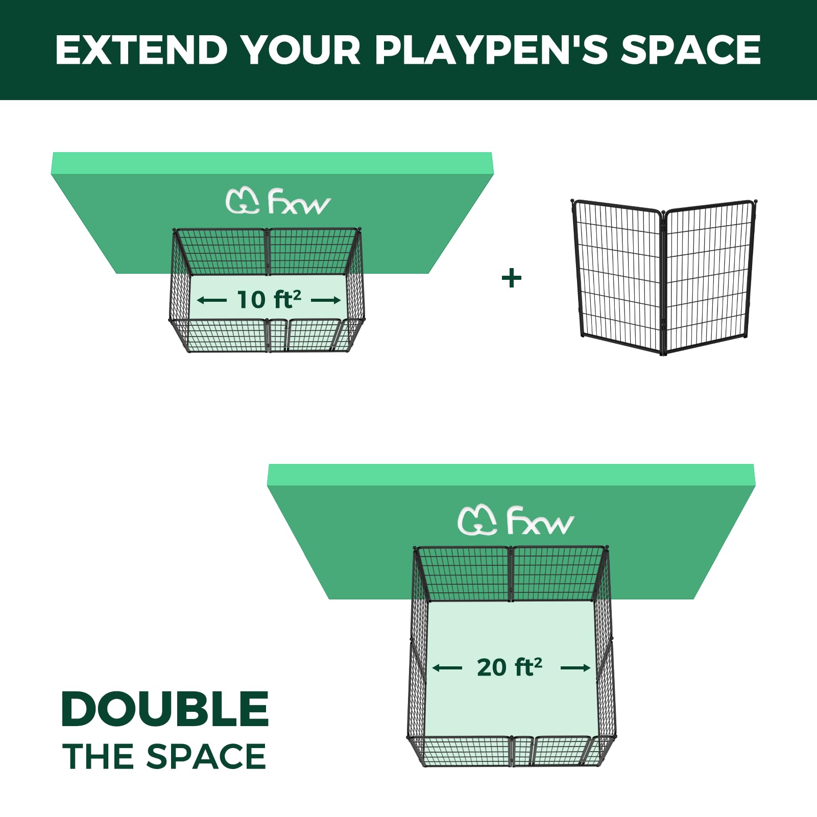 Fxw Homeplus Dog Playpen For Indoor Use - Stress-Free And Safe Play, Heavy Duty 45 Inch 2 Panels Dog Pen For Large Dogs, Blackpa