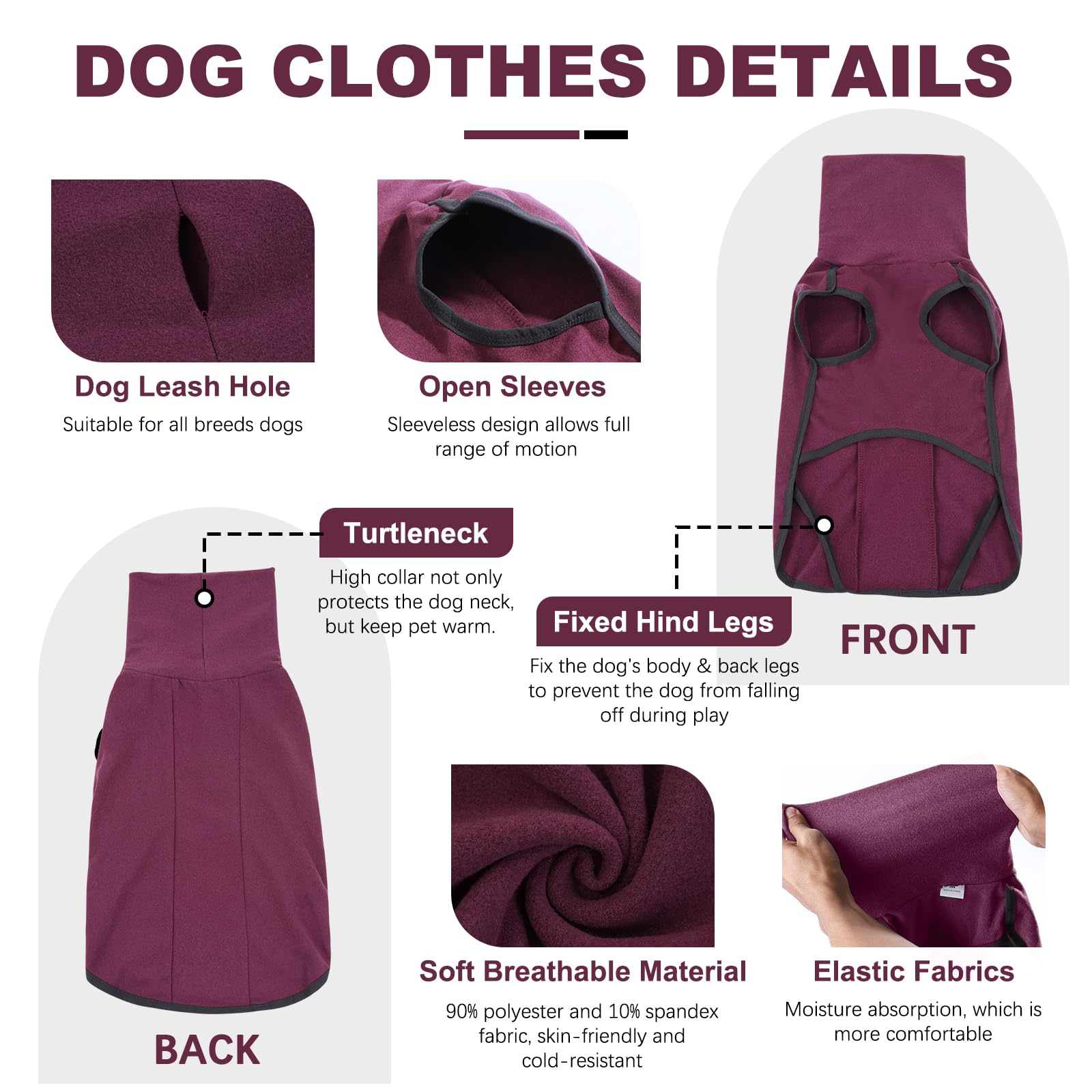 Rozkitch Soft Warm Dog Sweater Pajamas, Dog Vest For Cold Weather Winter, Elastic Dog Turtleneck Sweater, Onesie Sleeveless Pull