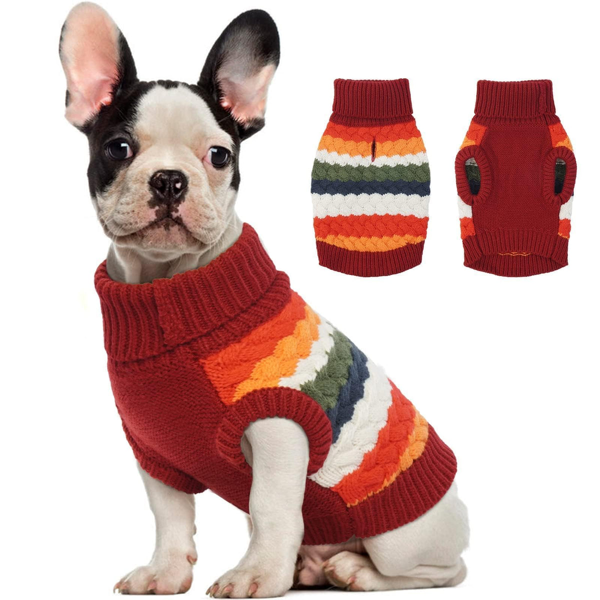 Kuoser Dog Sweater, Dog Sweaters For Medium Dogs Girl Boy, Classic Pet Knitted Sweatshirt Warm Pullover, Dog Holiday Sweater Winter Clothes For Christmas Thanksgiving Outfit, Red M