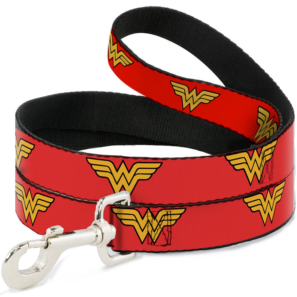 Buckle-Down Dog Leash Wonder Woman Logo Red 6 Feet Long 1.0 Inch Wide, Multicolor (Dl-6Ft-Www001)