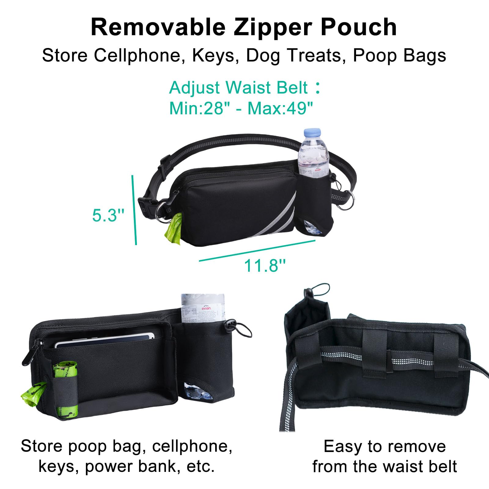 Hands Free Dog Leash For Two Dogs,Double Dog Leash For Medium And Large Dogs Heavy Duty,With Water Bottle Holder,Padded Handles,