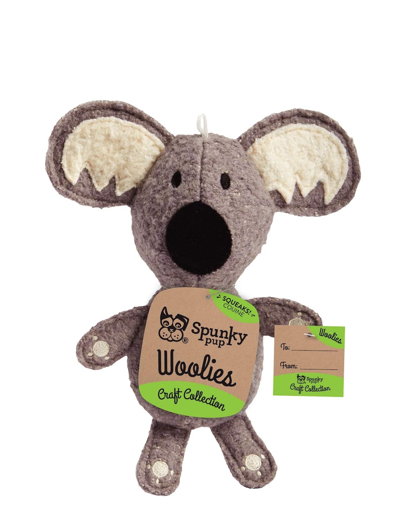 Spunky Pup Woolies Dog Toy | Squeaky Plush Toy | Made With Double Stitched Wool | Koala