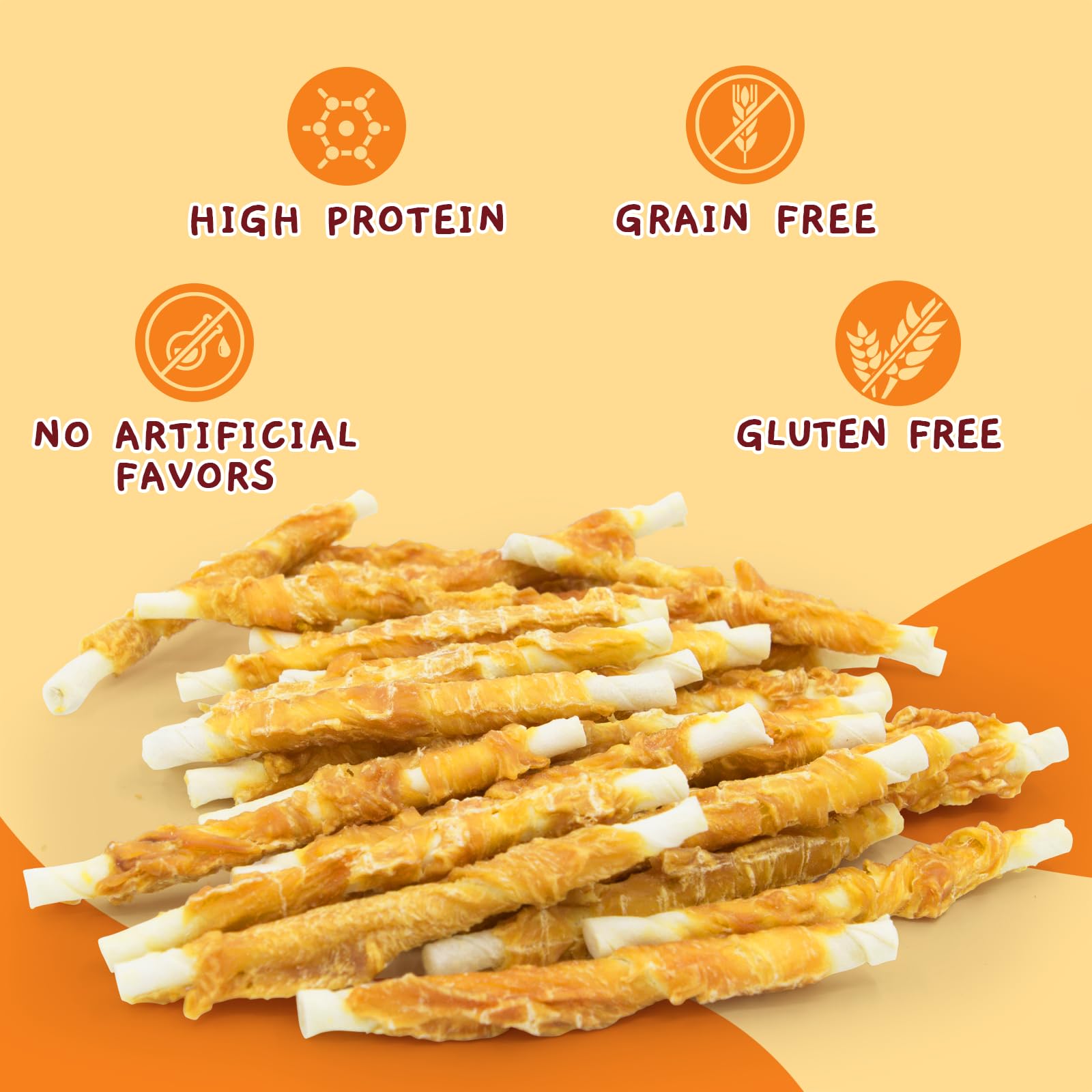 Jungle Calling Dog Treats, Chicken Wrapped Rawhide Sticks Dog Chews, Rawhide Chewy Training Snacks for Small, Medium & Large Dog