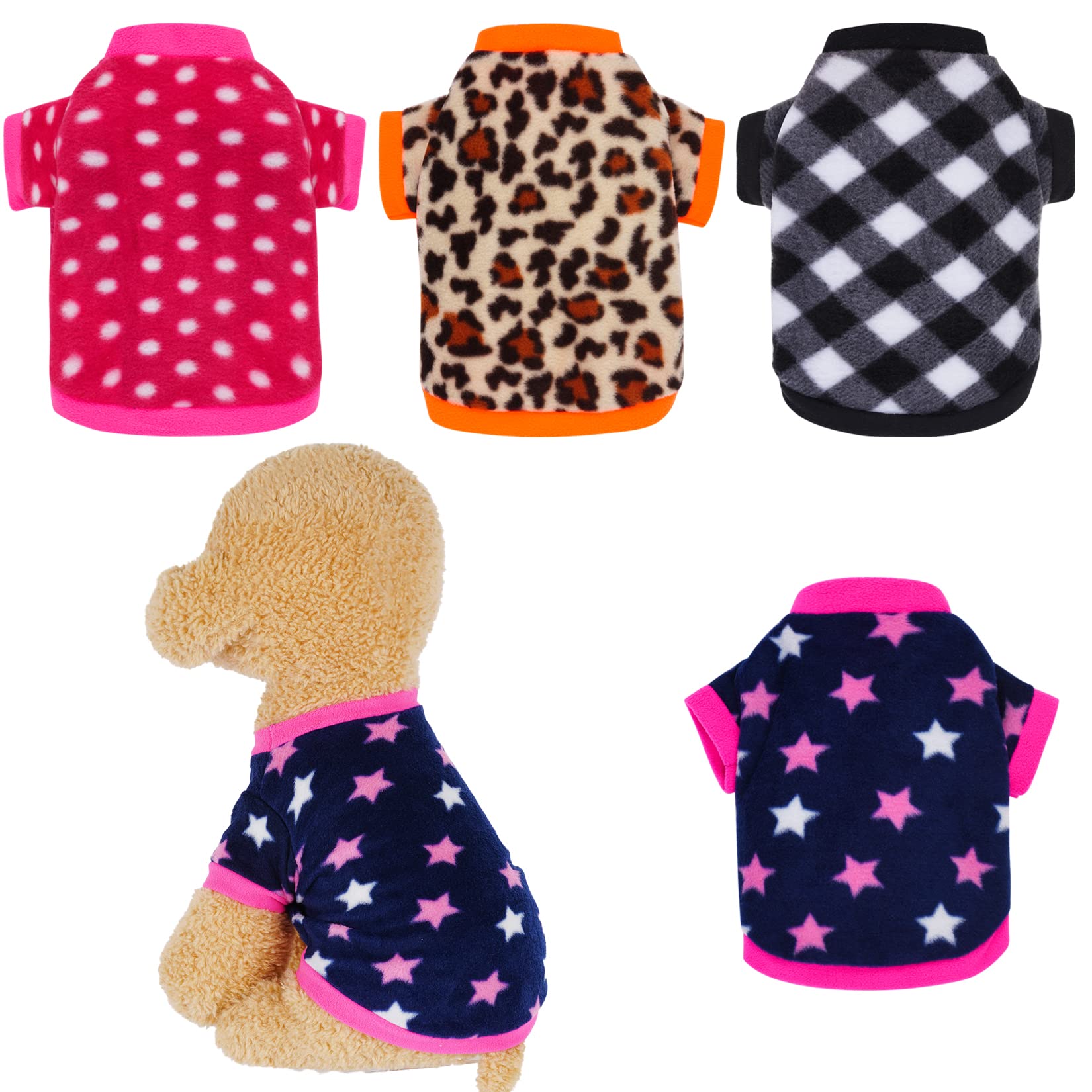Rbenxia 4-Piece Dog & Puppy Fleece Sweater Set - Soft, Warm Sweatshirts & Pajamas For Small Dogs & Cats (Large)