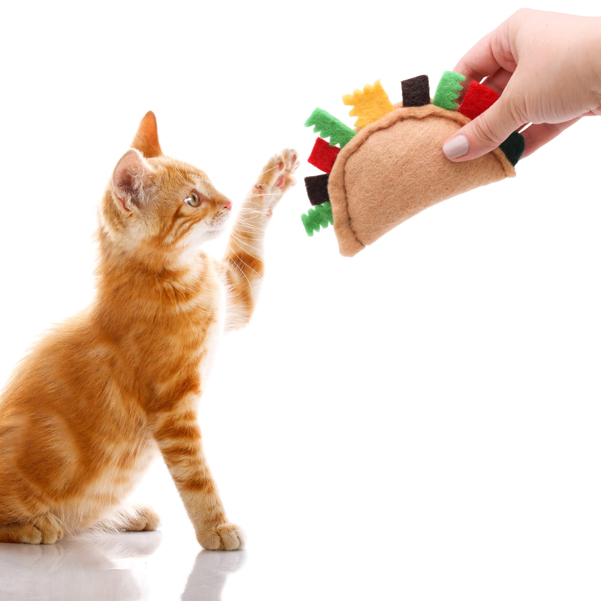 Glaciart One Felt Taco Cat Toys With Catnip | 2 Pcs Cute Cat Toy For Interaction & Boredom Relief, Encourages To Exercise, Explo