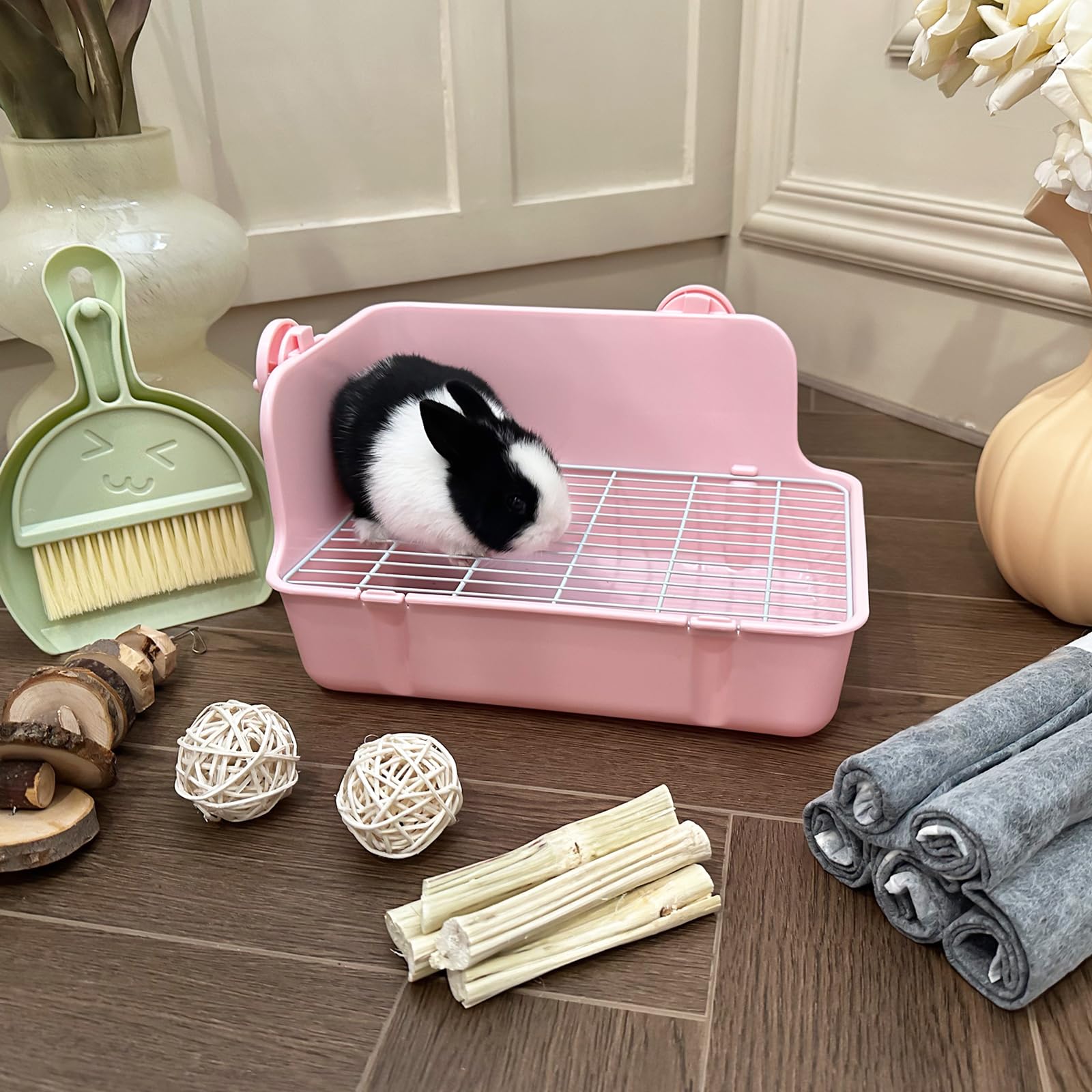 Rubyhome Rabbit Litter Box Bunny Litter Box Guinea Pig Potty Trainer Corner Bedding Pet Potty Pan For Rabbit Guinea Pig Ferret S