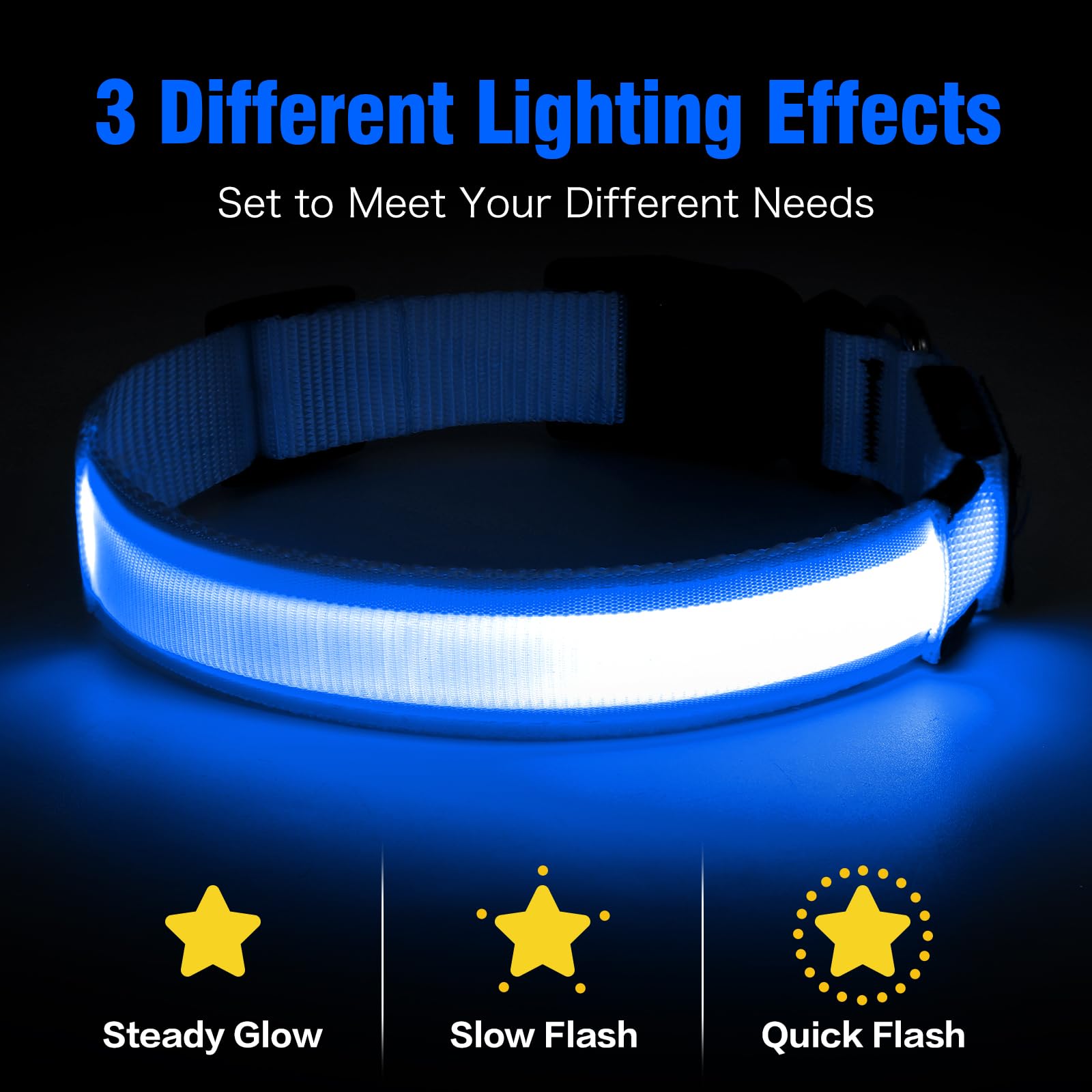Illumifun Led Dog Collar, Fashion Rechargeable Dog Collar Glow In The Dark, Water-Resistant Safety Pet Collar For Your Dogs Walk