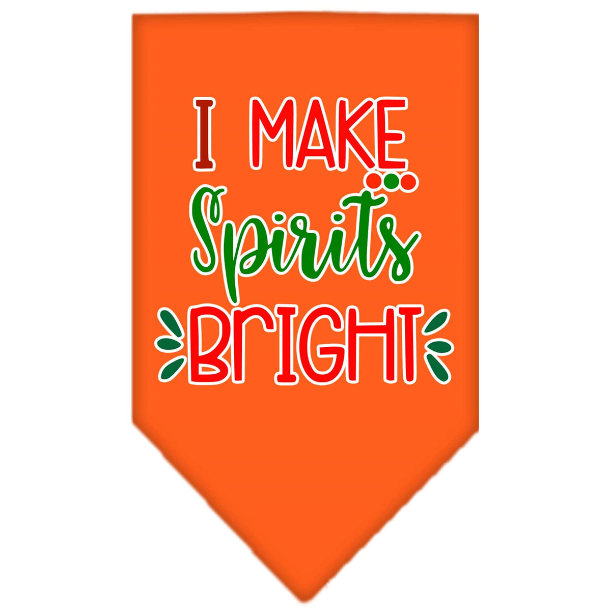 Christmas Pet and Dog Bandana Screen Printed, &quot;I Make Spirits Bright&quot; Orange Small