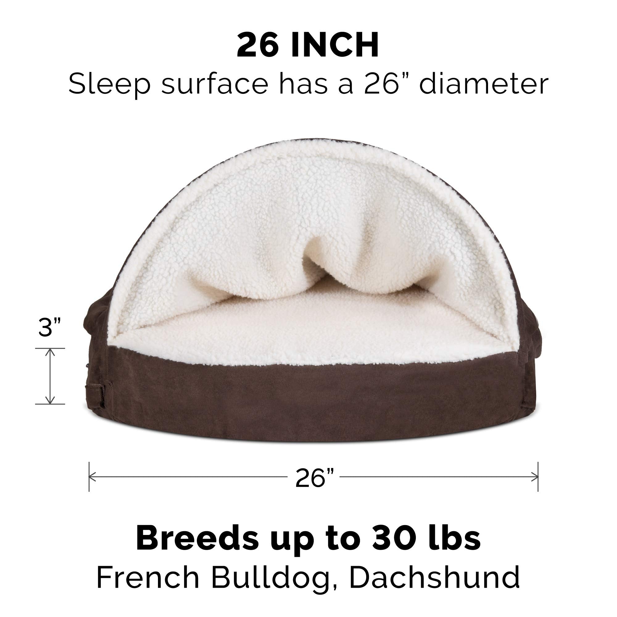 Furhaven Dog Bed Cover Sherpa & Suede, Machine Washable, 26-inch, Espresso, Model CVR-95308031