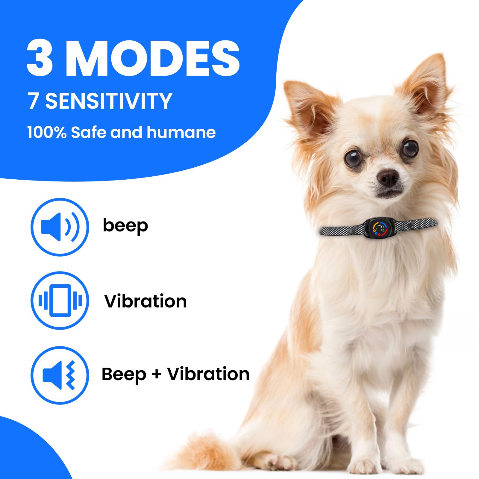 Pceotllar Bark Collar For Small Dogs 5-15Lbs, Anti Barking Collar With 3 Training Modes, No Shock Safe & Humane Dog Bark Collar,