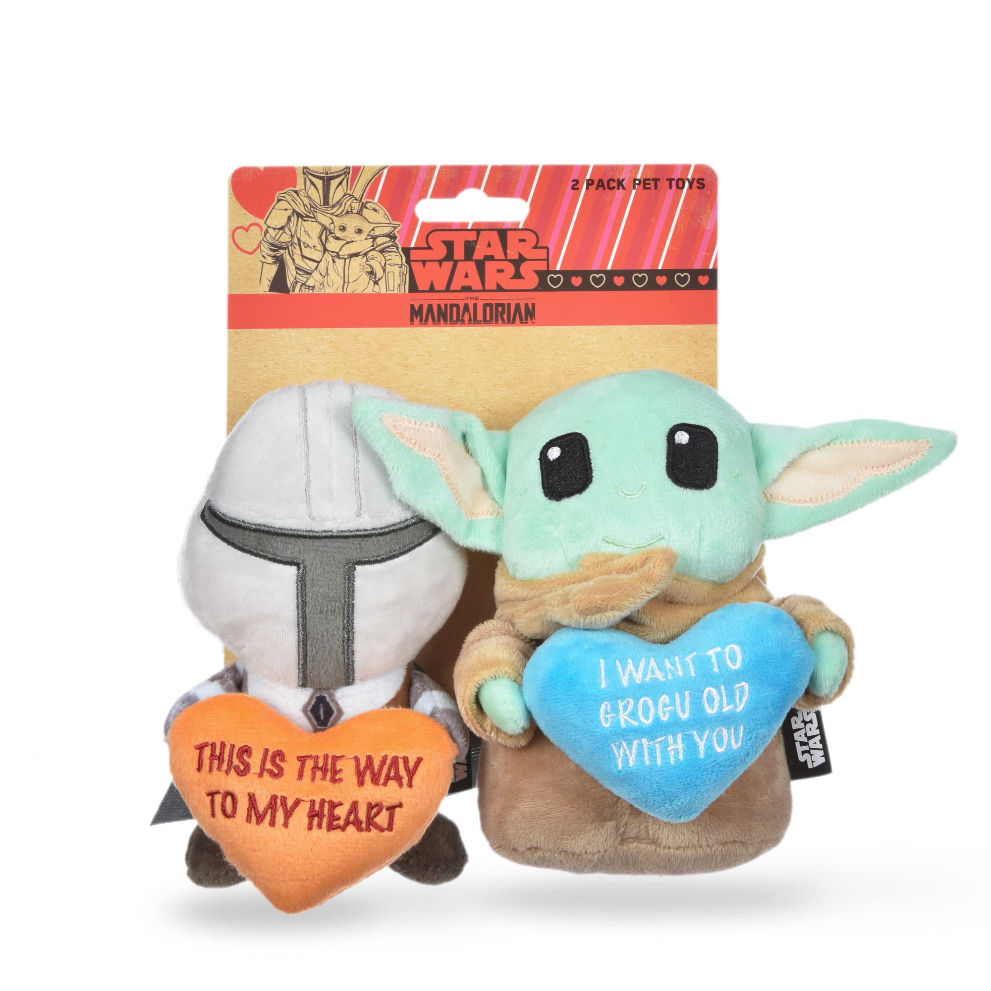 Star Wars Dog Toys Mandalorian 2Pc Plush Squeakers| 6” Mandalorian & Grogu Plush Squeakers Collection Pet Toys | Star Wars Toy For Dogs Baby Yoda & Mandalorian Stuffed Animal 6 Inch