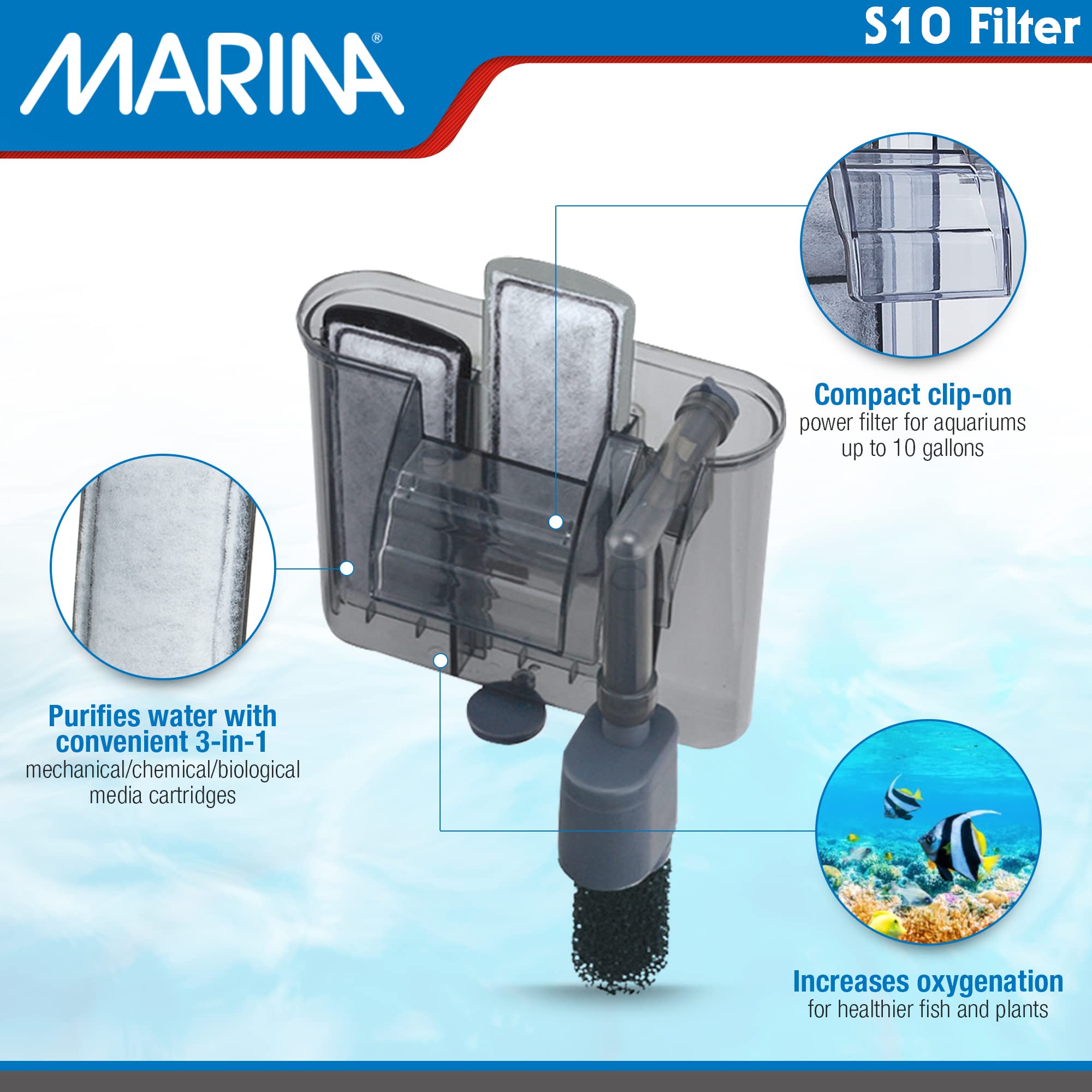 Marina S10 Power Filter, Up To 10 Gallons