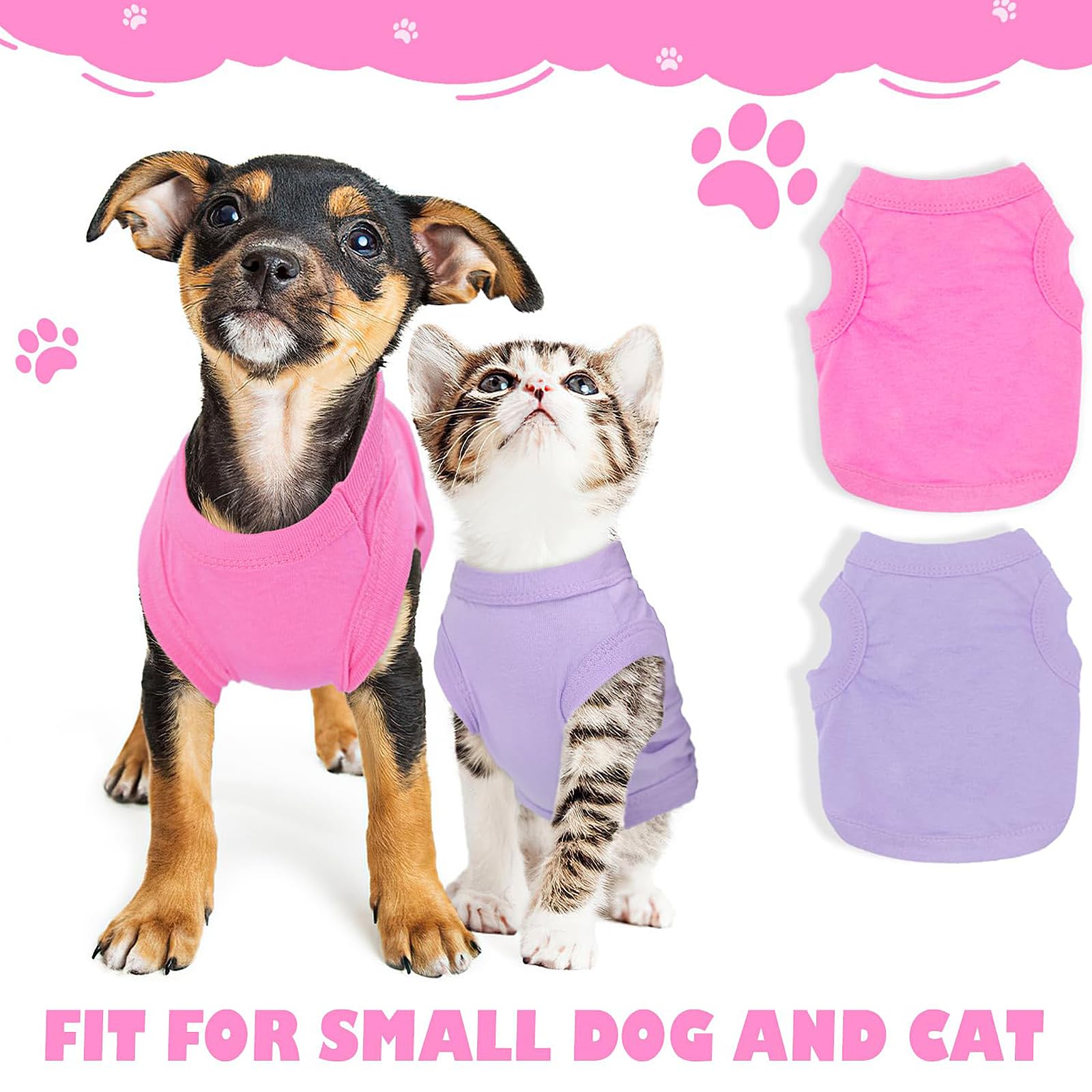 2 Pieces Dog Clothes For Small Dogs Girl Boy Spring Summer Soft Puppy Shirt Solid Color Chihuahua Clothes Pet Clothing Cute Cat