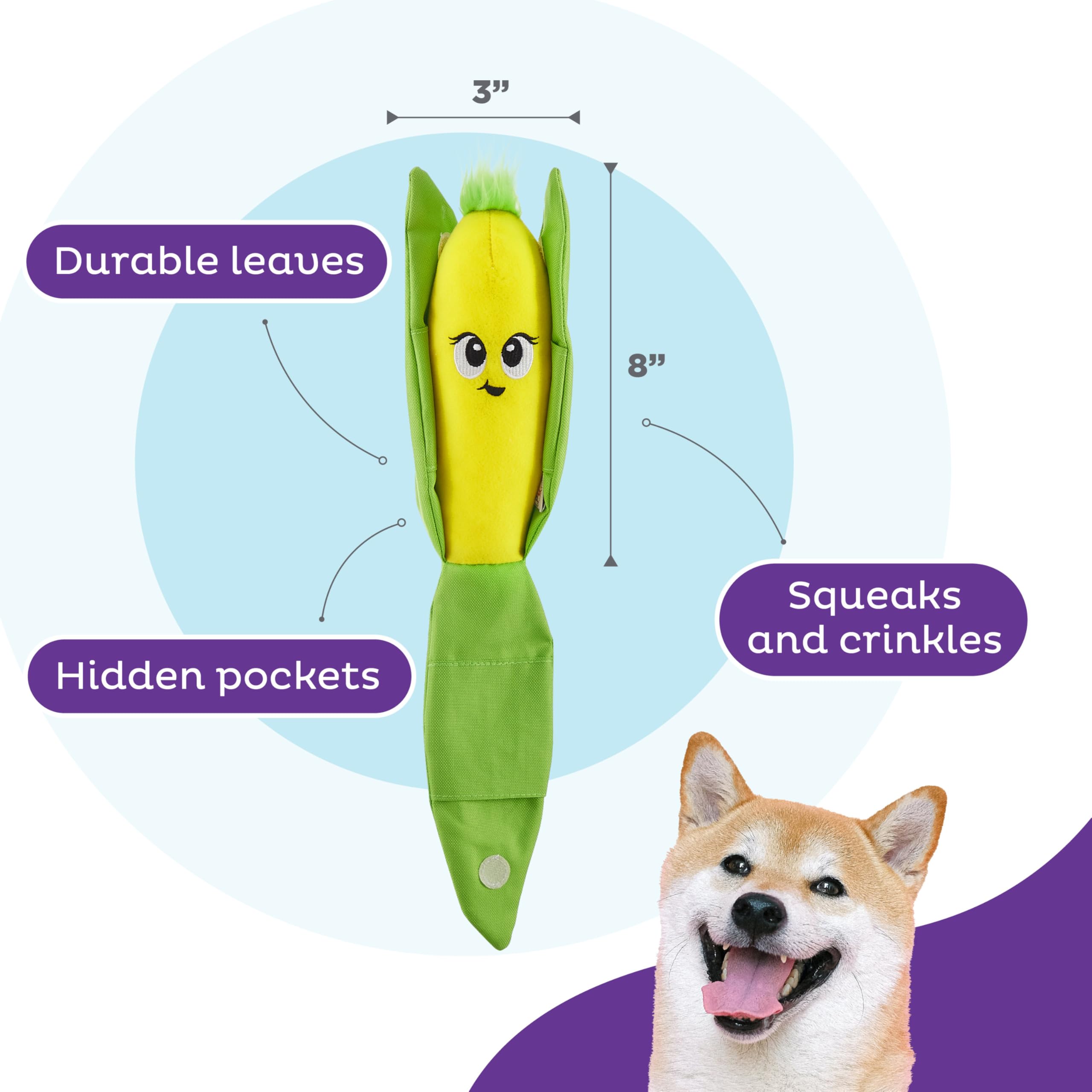 Outward Hound by Nina Ottosson Hide N' Find Interactive Plush Dog Puzzle, Durable Dog Toy, Plush Enrichment Toys, Corn, Multicol