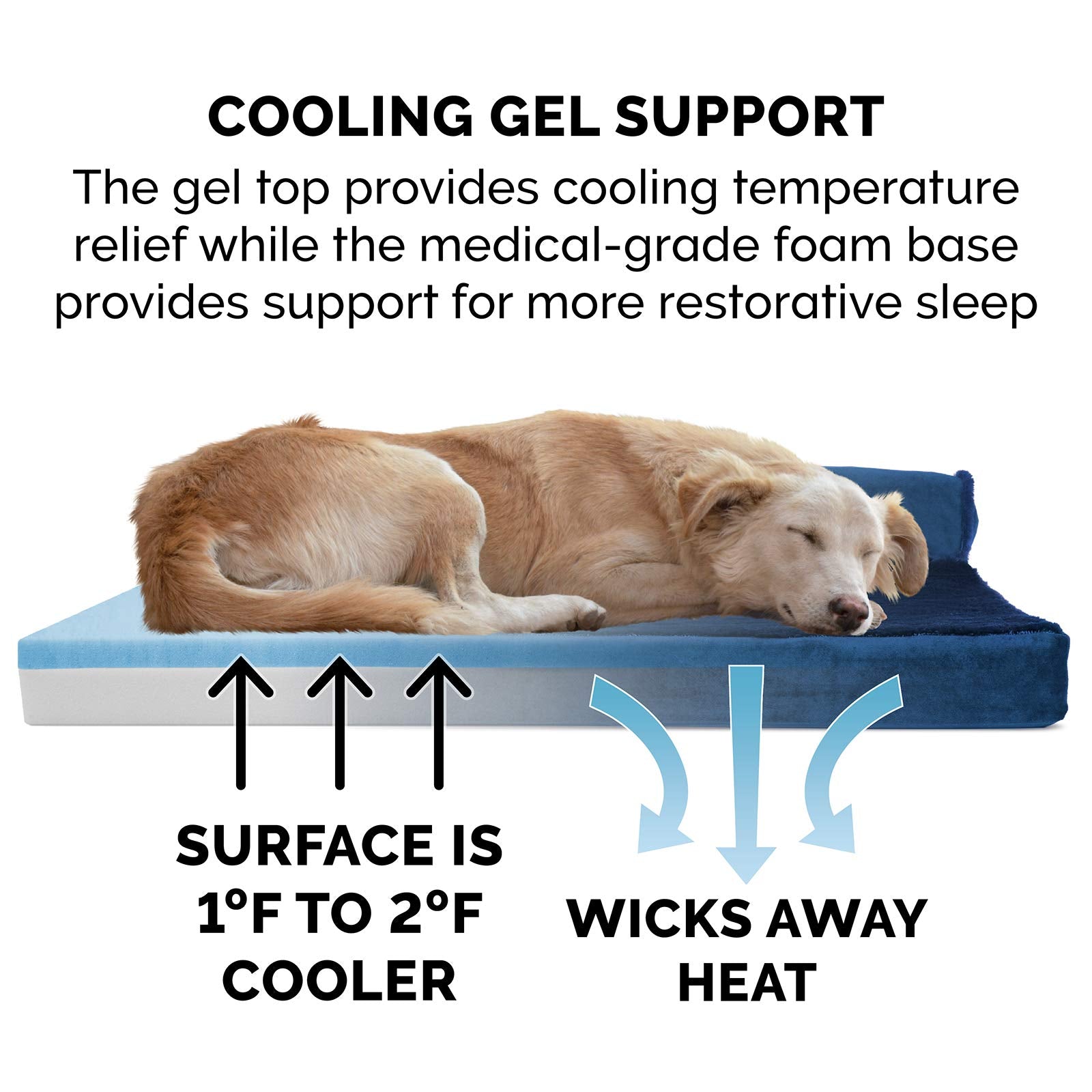 Furhaven Cooling Gel Dog Bed For Large Dogs W/ Removable Bolsters & Washable Cover, For Dogs Up To 125 Lbs - Plush & Velvet L Sh