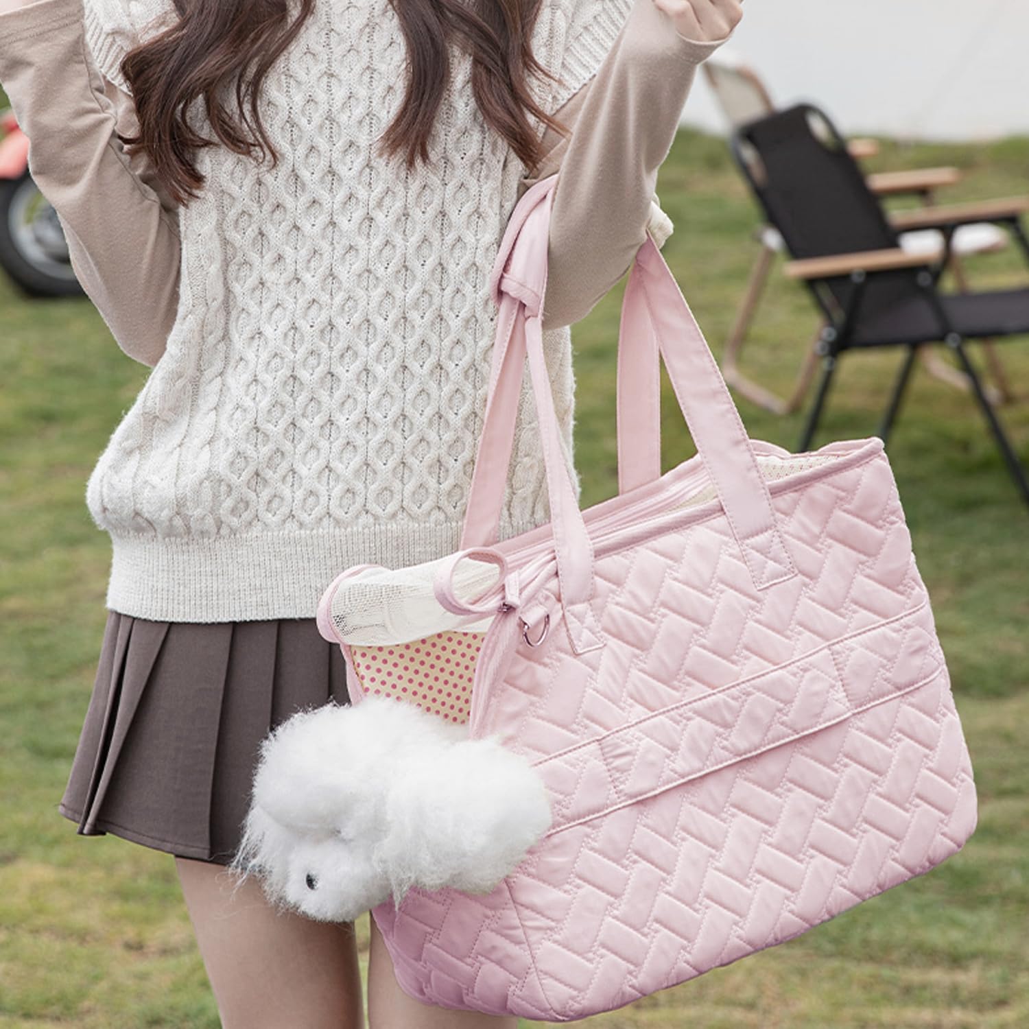 Patazone Small Puppy Purse Woman Bag,Cat/Puppy Carrier Handbag With Multiple Pockets,Breathable Mesh Soft Cushion,Pets Traveling