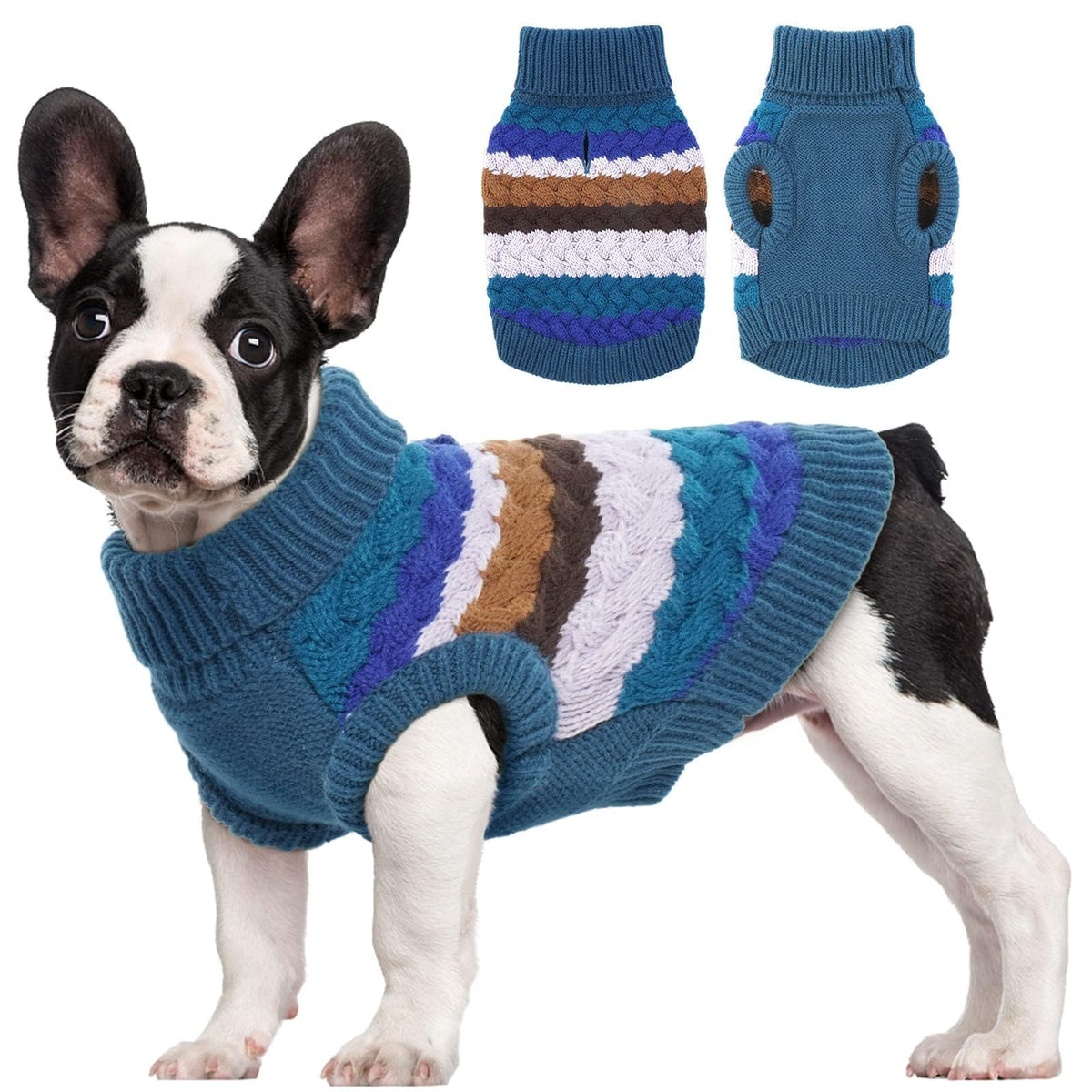 Kuoser Dog Sweater, Xs Dog Sweater Pet Cable Knitted Pullover Warm Clothes, Puppy Turtleneck Classic Knitwear Soft Thickening Ch