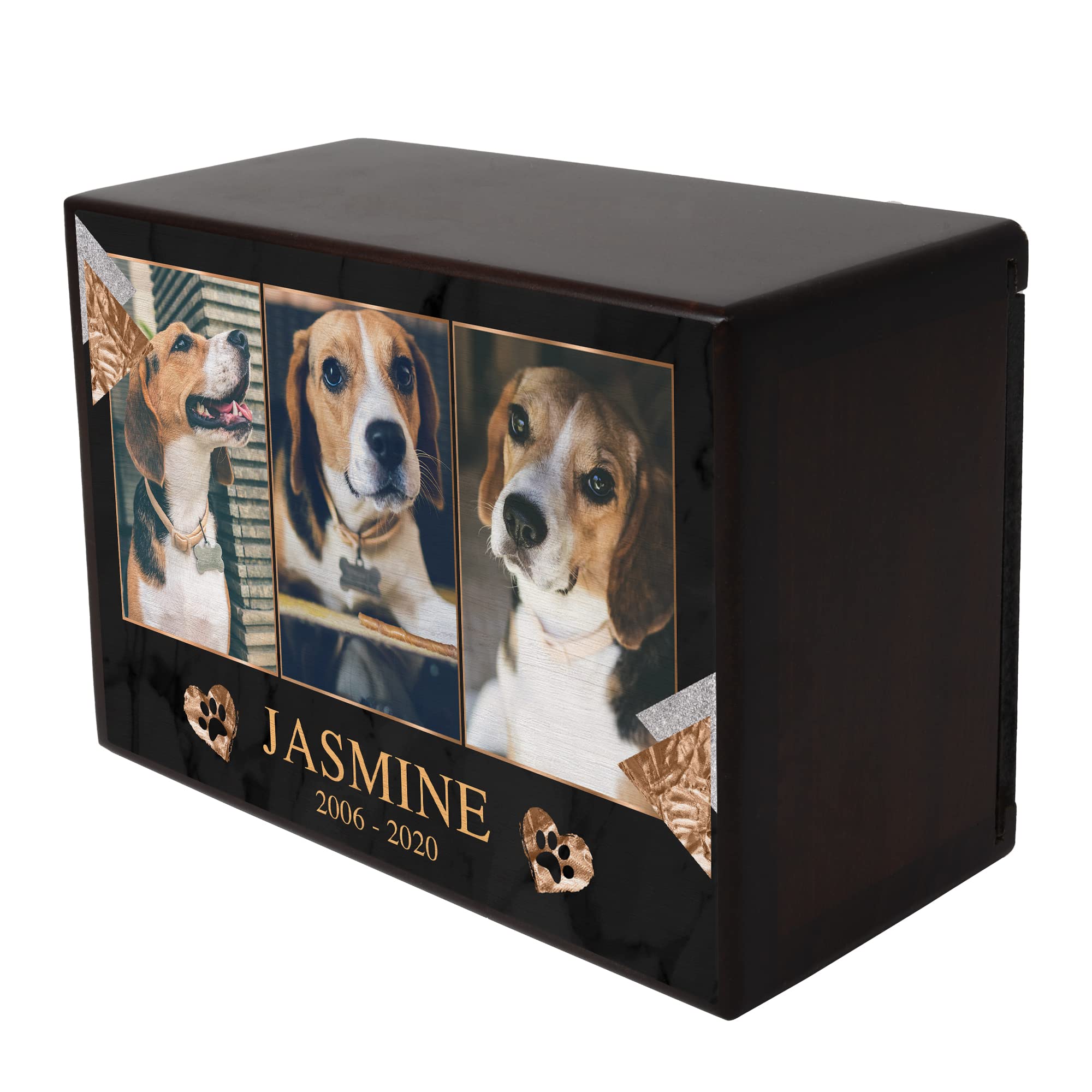 Custom Pet Keepsake Urns For Dogs, Wooden Box For Pet Ashes With Photo For Your Beloved Pets, Pet Cremation Urns As Sympathy Gif