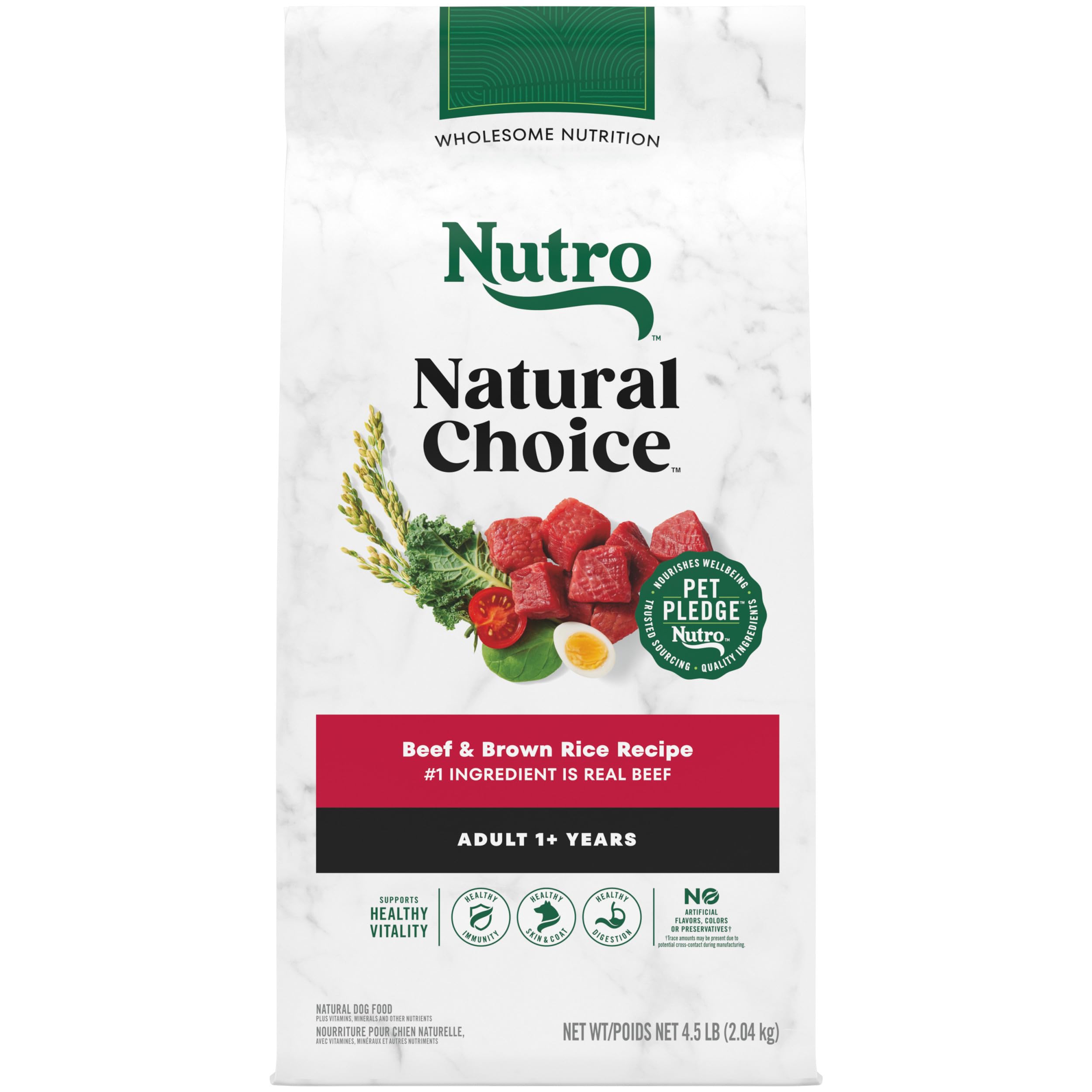 NUTRO NATURAL CHOICE Adult Dry Dog Food, Beef & Brown Rice Recipe Dog Kibble, 4.5 lb. Bag