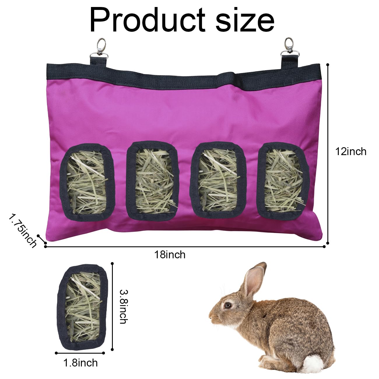 Rabbit Hay Feeder Guinea Pig Hay Feeder Bag Bunny Hay Holder Storage For Small Animal Chinchilla Hamsters,600D Oxford Cloth Fabr
