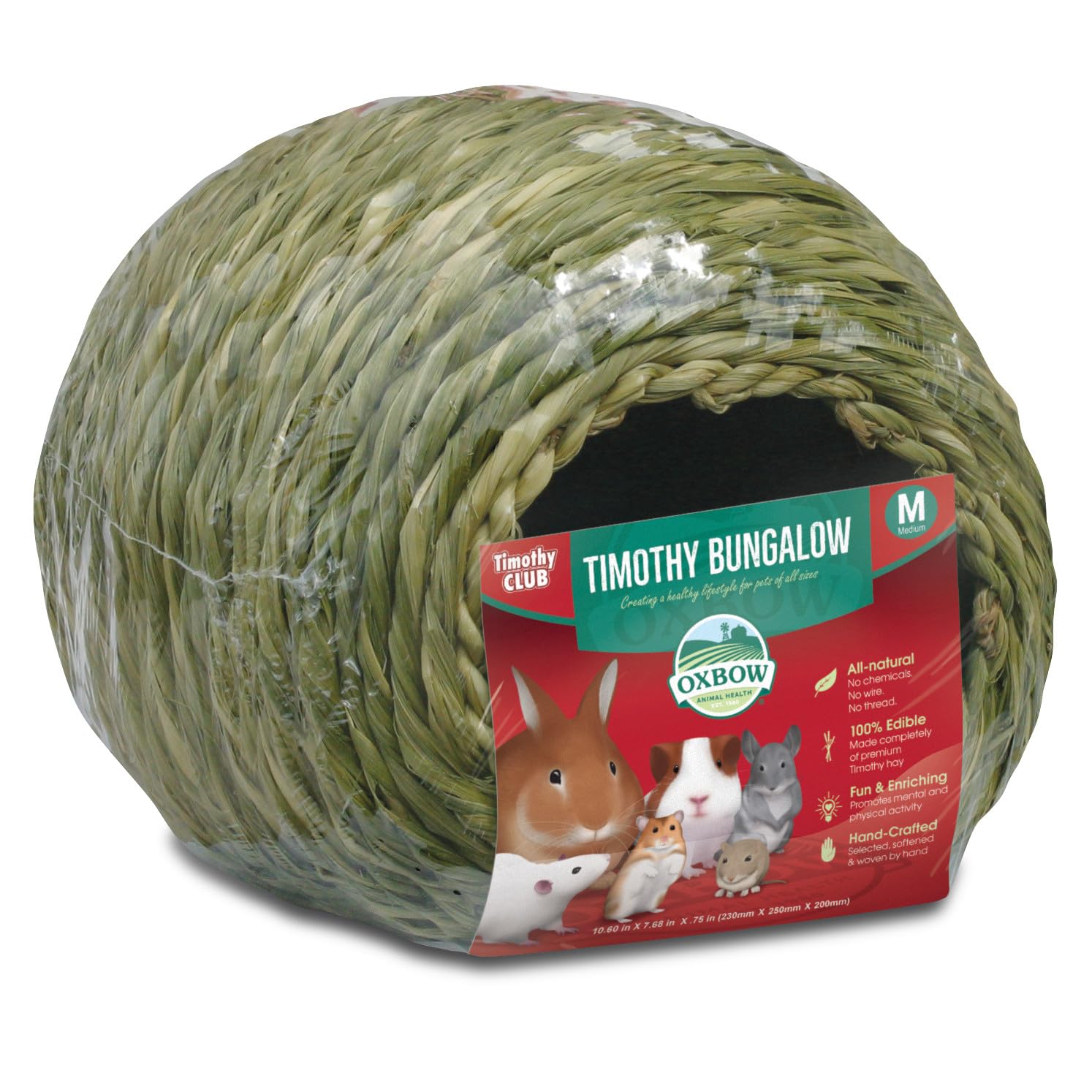 Oxbow Animal Health Timothy Club Bungalow, Medium, Guinea Pig Hideout, Guinea Pig Toys, Bunny Toys, 100% Timothy Hay, Bunny Enri