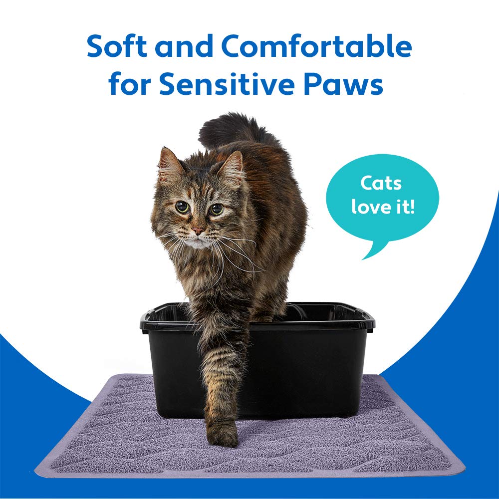 Mighty Monkey Waterproof Bpa Free Cat Litter Box Trapping Mat, Easy Clean Floors, Textured Baking, Soft On Sensitive Kitty Paws, Cats Accessories, Less Waste, Stays In Place, 24X17, Purple