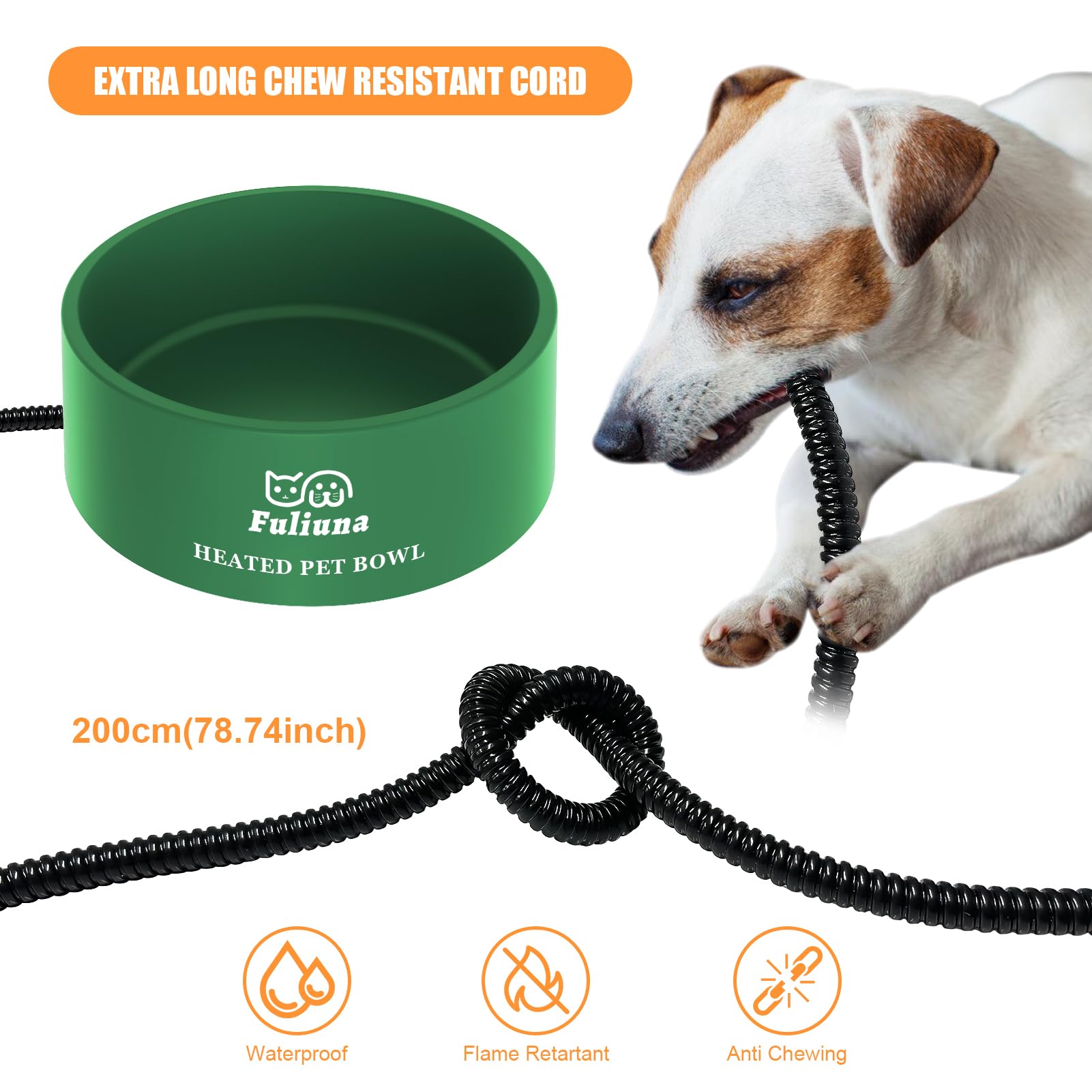 Fuliuna Large Heated Water Bowl, Outdoor Heated Dog Bowl with Chew Resistant Power Cord, Thermal Bowl Provide Drinkable Water in Winter, Heated Pet Bowl for Cat Rabbit Chicken Duck Squirrel 0.85 Gal -Like New