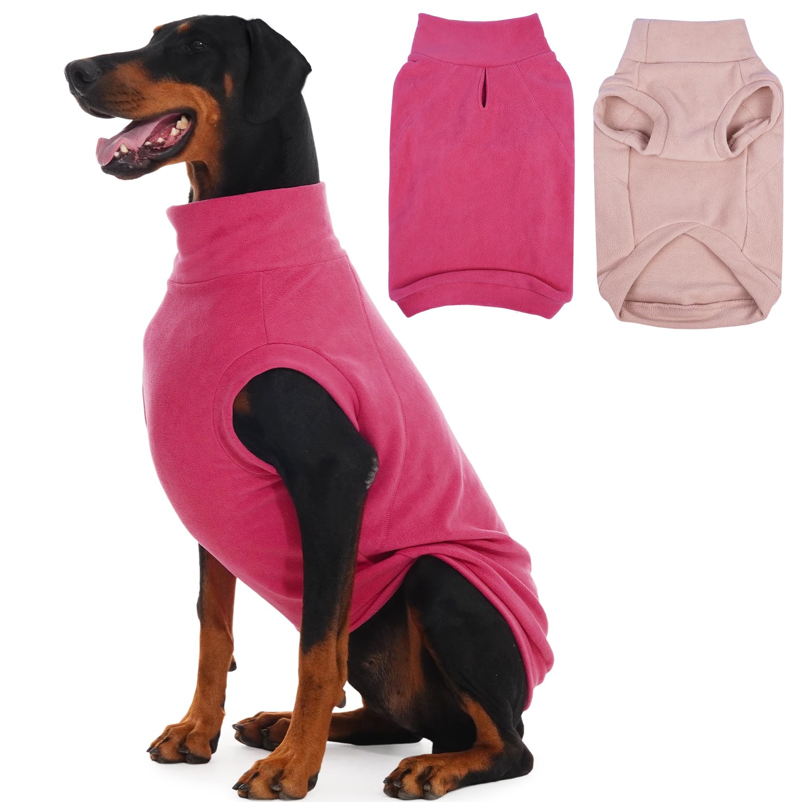 IECOii 2 Pack 5XL Fleece Dog Sweaters for Big Breeds Stretchy & Warm Vest for Indoor, Big Dogs Coat with Leash Hole, Sweatshirts