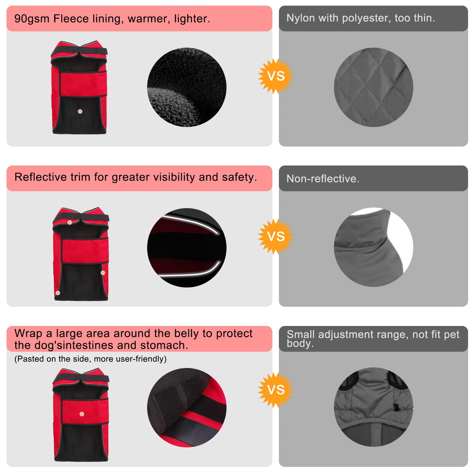 BEAUTYZOO Reflective Dog Winter Coat - Waterproof Windproof Dog Jacket with Fleece Lining - Sizes for Small to Great Dane