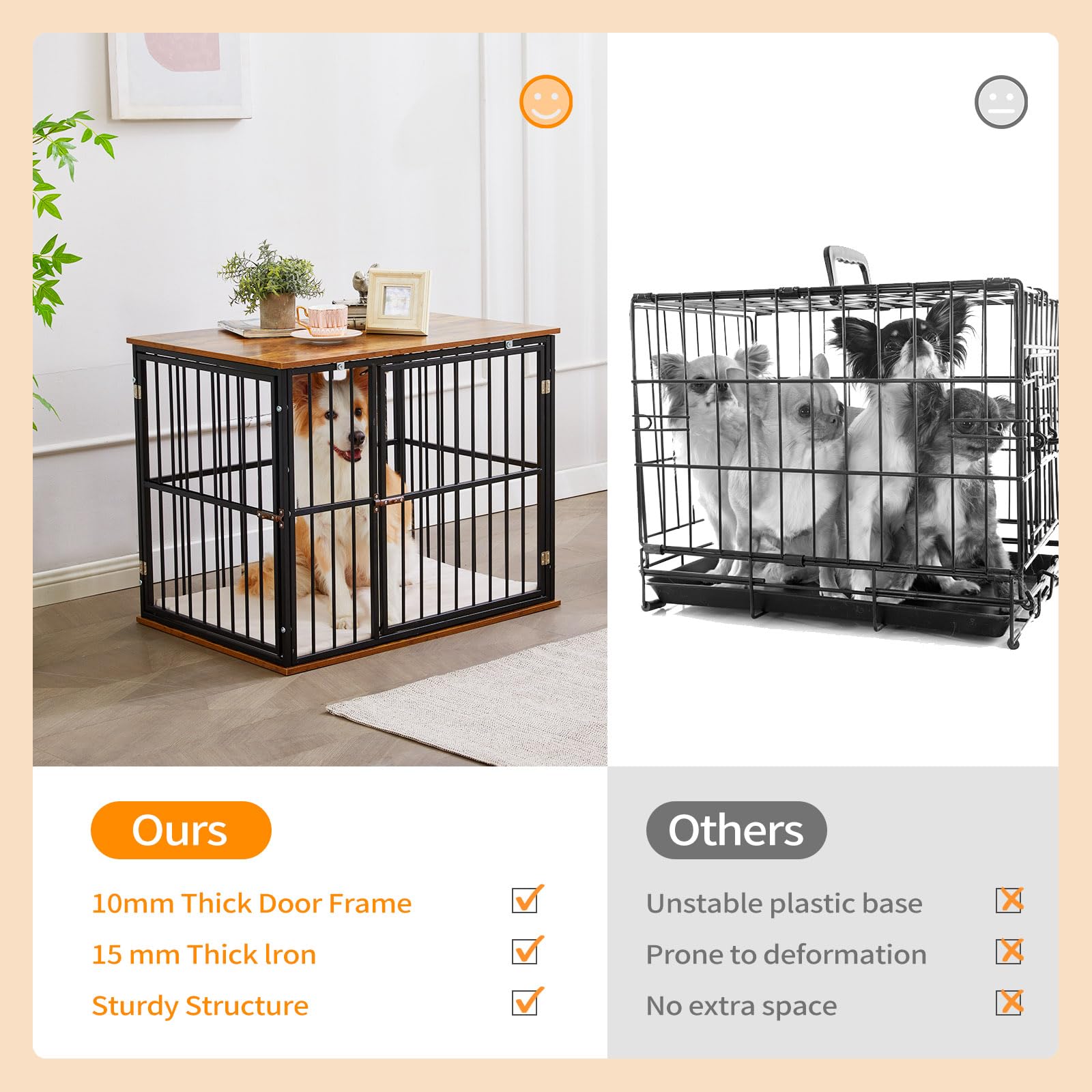 Made4Pets Dog Crate Furniture Dog Kennel Indoor Decorative Wood Dog Cage, 31   L X 21.6   L X 25.3   H, Brown