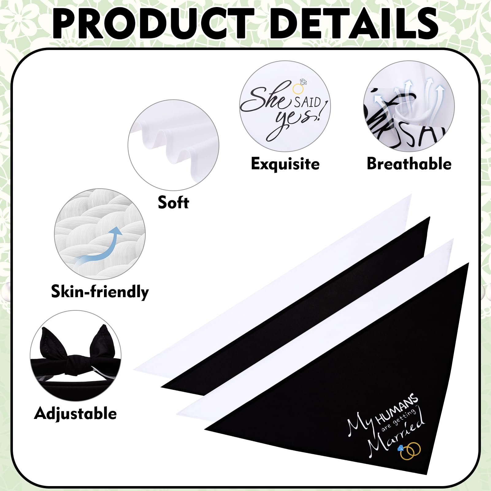Expawlorer My Humans Are Getting Married Dog Bandanas - 4 Pack Pet Scarf Handkerchiefs For Wedding, Printed Puppy Bandana For Sm