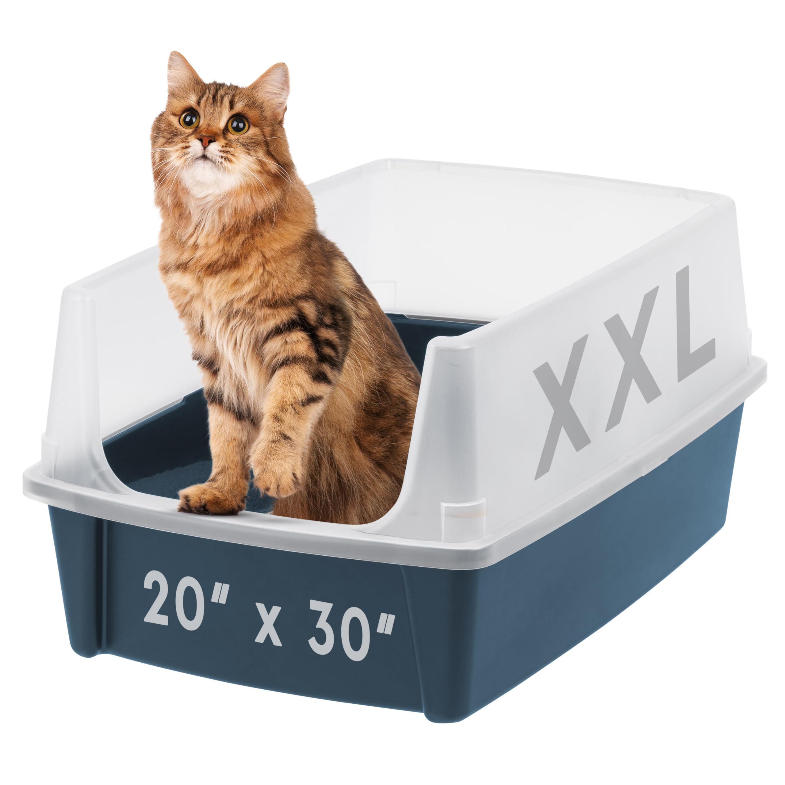 Iris Usa Xx-Large Cat Litter Box, Open Top Extra Large Litter Box For Big Cats And Multi-Cat Households, High Sided Scatter Shie