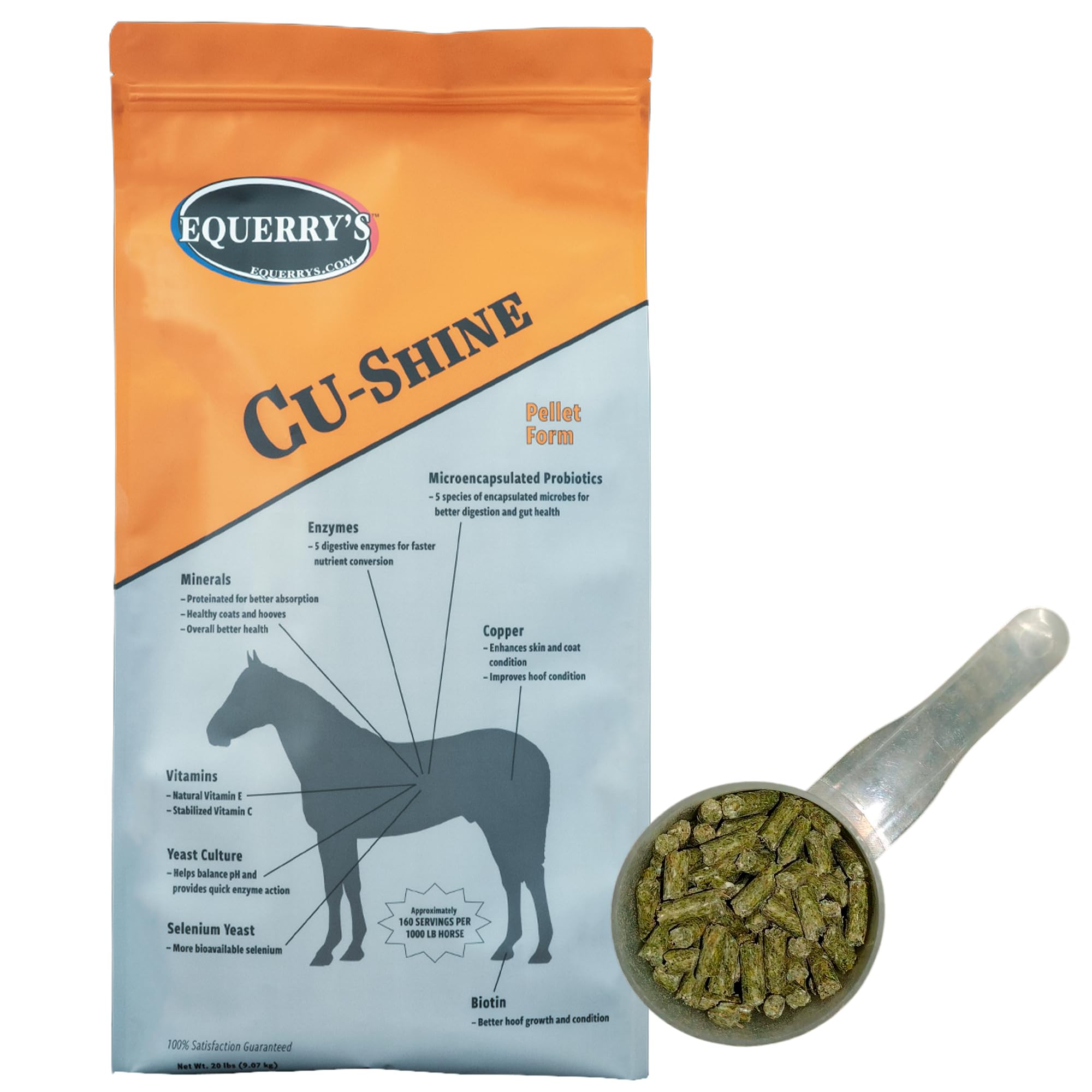 Equerrys Cu-Shine Total Horse Health Pellet Supplement, Horse Probiotics, Biotin for Radiant Coat, Digestive Supplements for Co