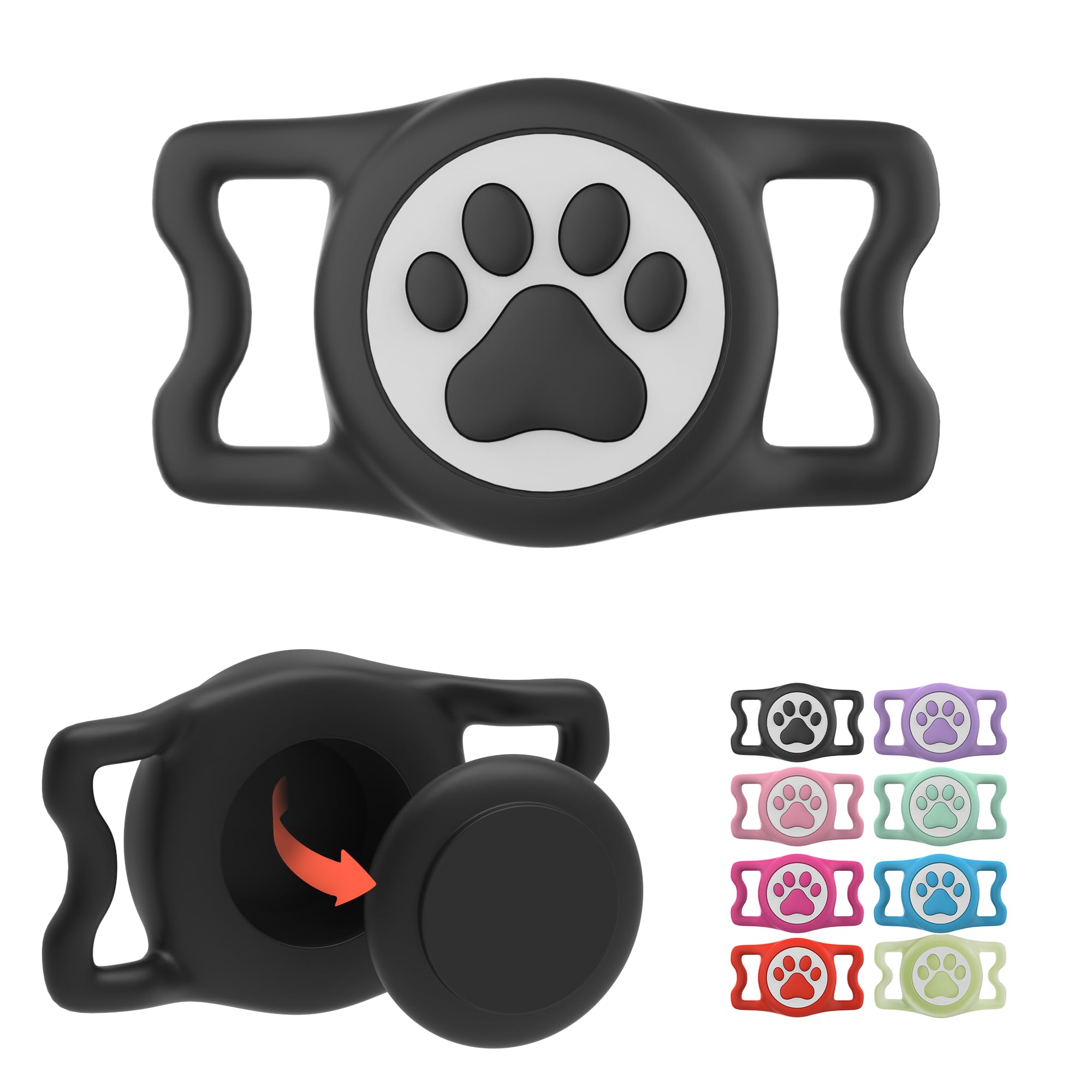 Ilfindyou Waterproof Airtag Dog Collar Holder For Apple Air Tag, Silicone Dog Airtag Holder For Dogs & Cat Collars(Black)