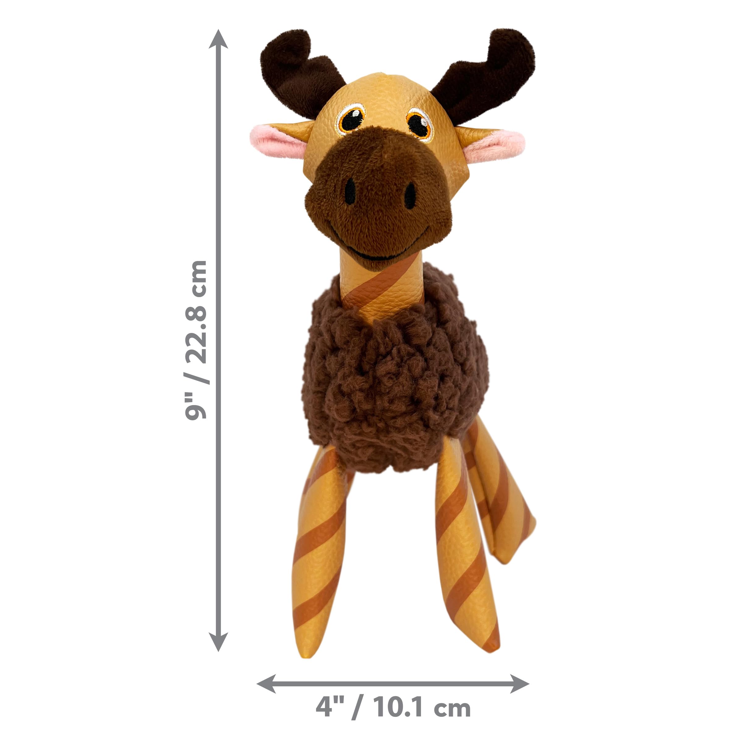 Kong Floofs Shakers - Fluffy Fleece With Squeaker And Faux Leather Legs - Dog Toy (Moose, X-Small/Small)