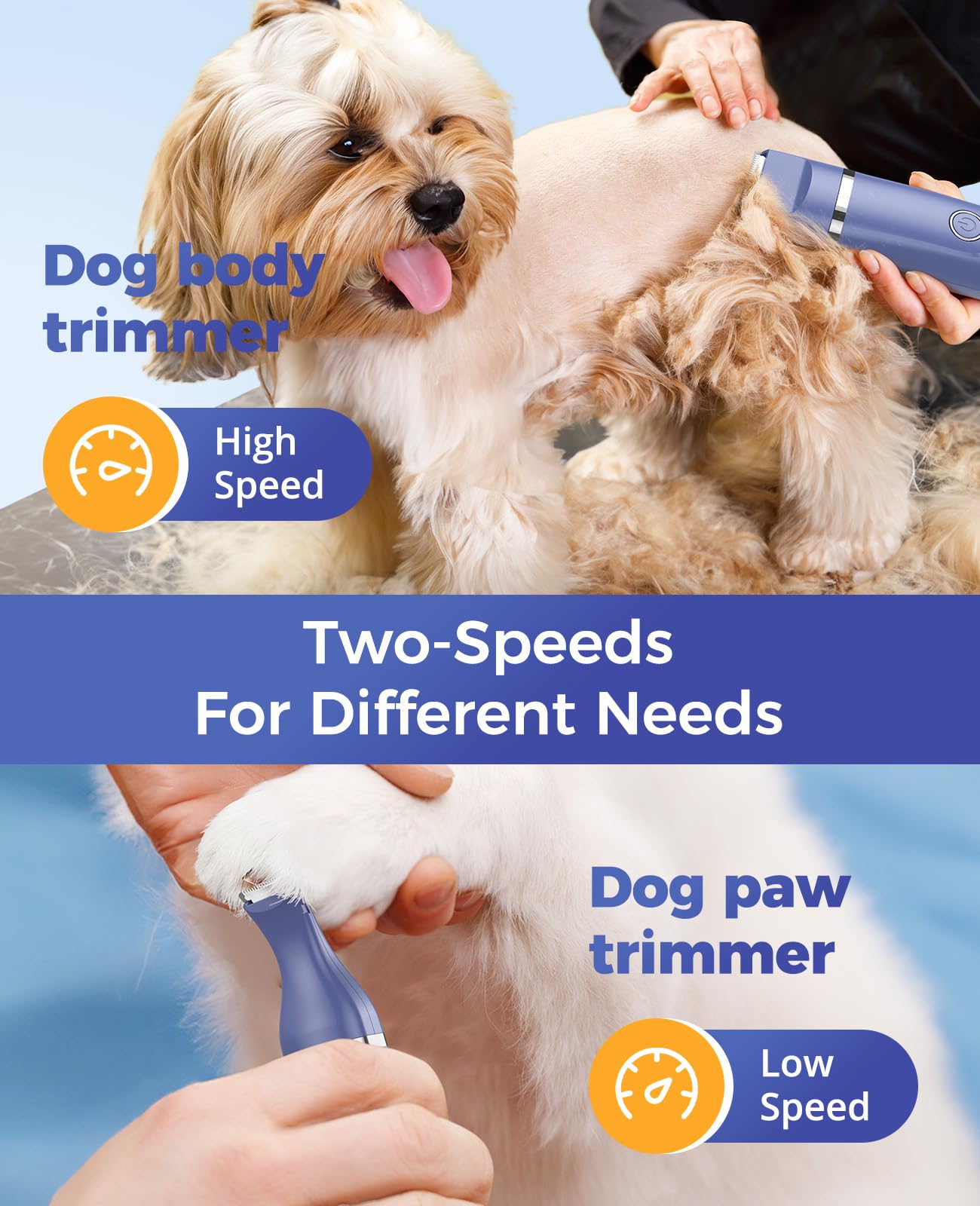 Oneisall Dog Clippers & Dog Paw Trimmer 4-In-1 Cordless Grooming Kit: 2-Speed Low Noise Clippers With Rechargeable Quiet Nail Gr