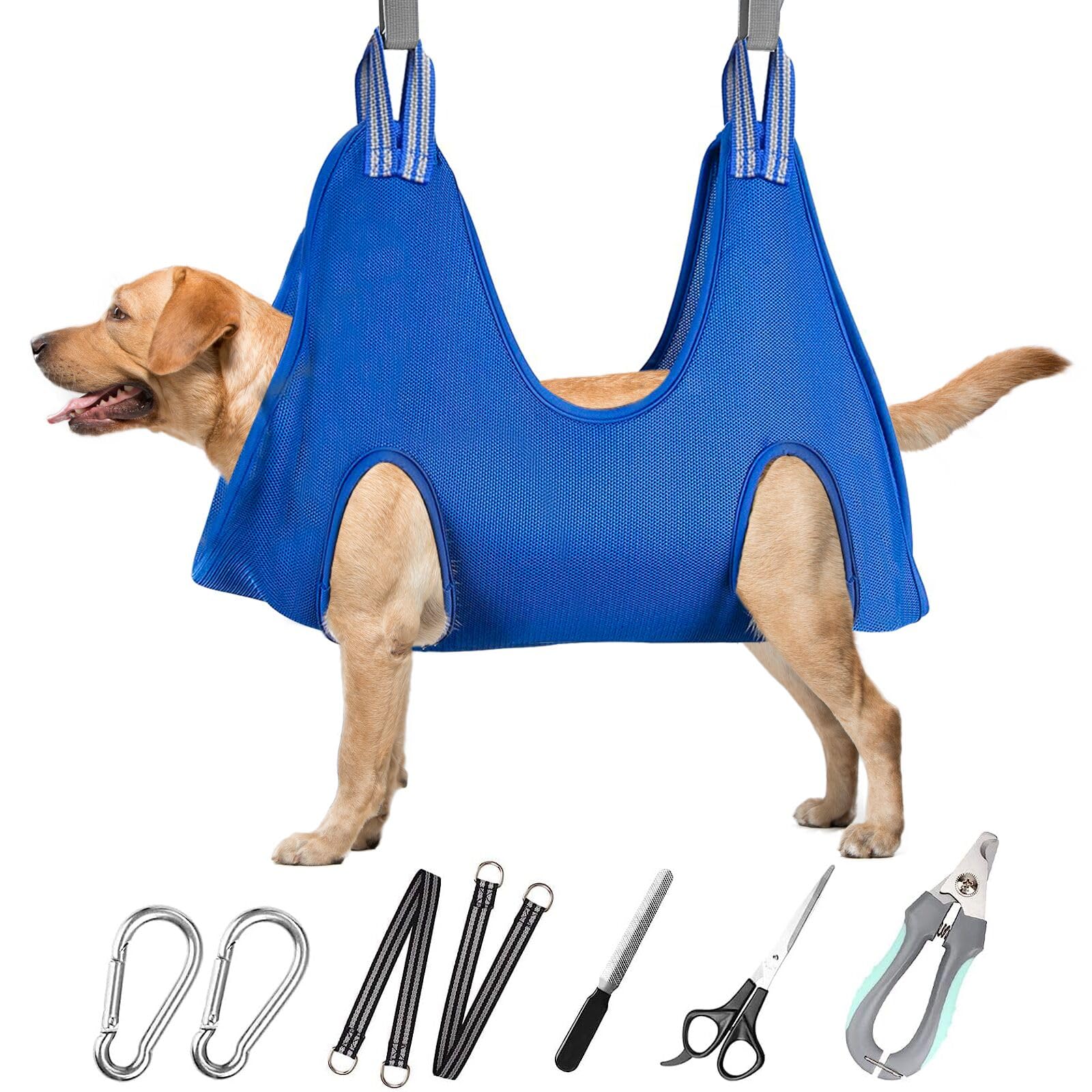 Dog Grooming Hammock For Large & Giant Dogs, Pet Grooming Sling With Nail Clippers, Trimmers & Scissors - Comfortable & Safe Gro