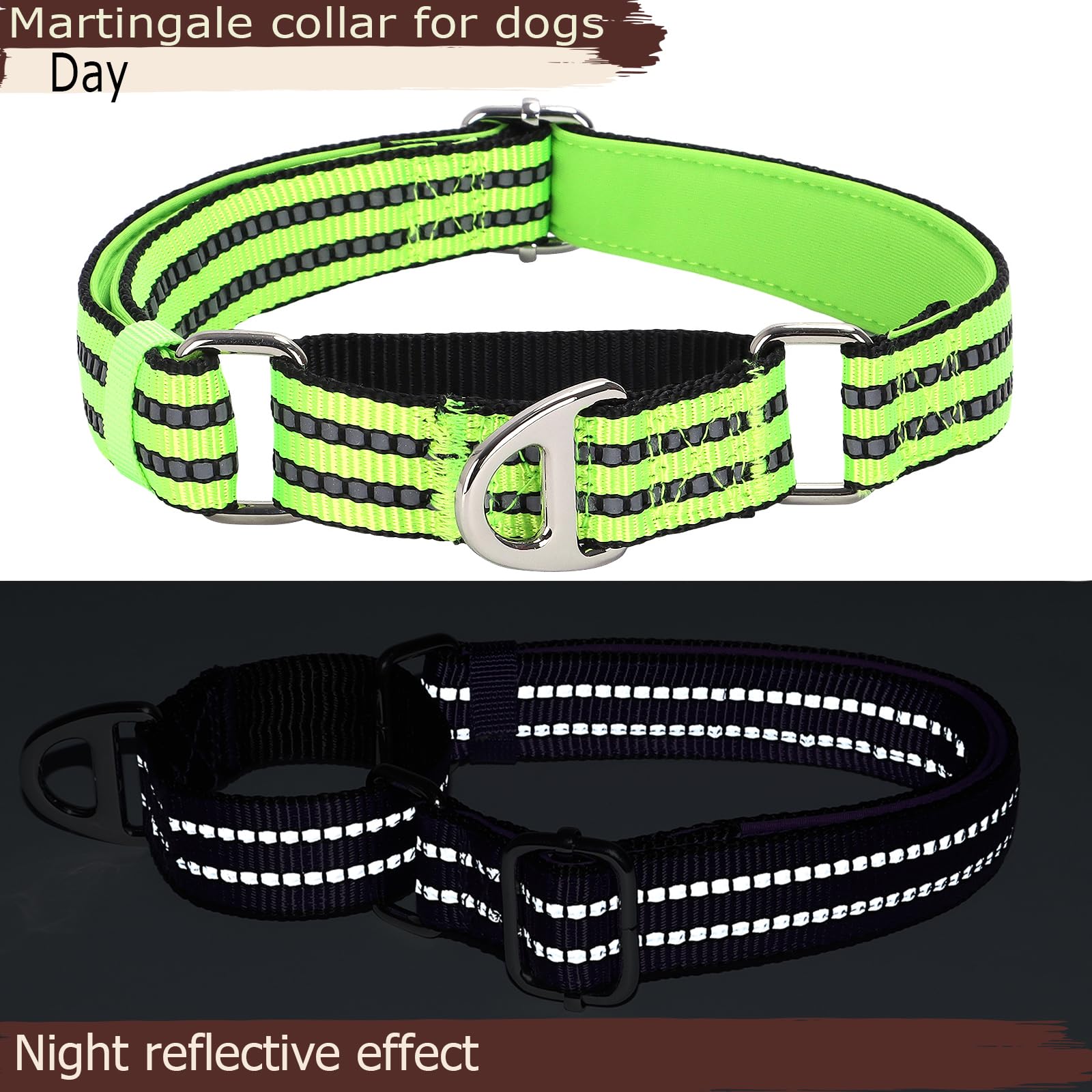 Martingale Collar For Large Dogs With No Buckle Reflective Nylon No Pull Choke Collar With Padded Comfort For Training, Walking
