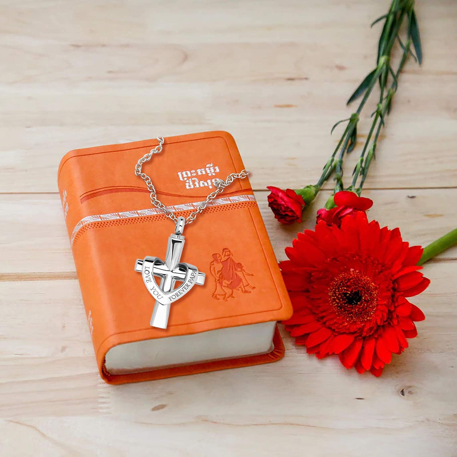 Luxglitterlin Religious Cross I Love You Forever Cremation Jewelry Urn Necklace For Ashes Nana Memorial Keepsake Pendant