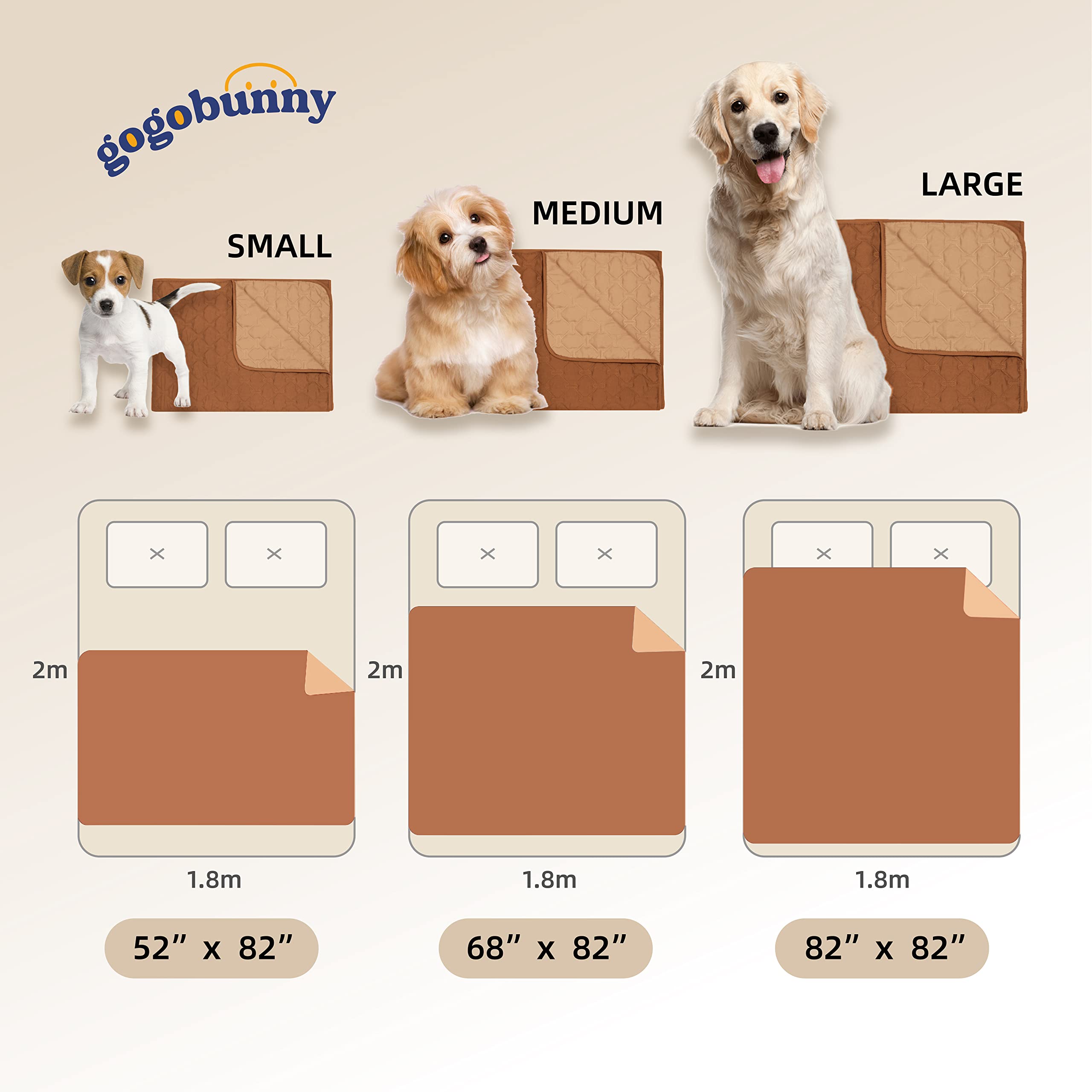 Gogobunny 100% Double-Faced Waterproof Dog Bed Cover Pet Blanket Sofa Couch Furniture Protector For Kids Children Dog Cat, Reversible(82X120 Inch (Pack Of 1), Dark Pumpkin/Light Pumpkin)
