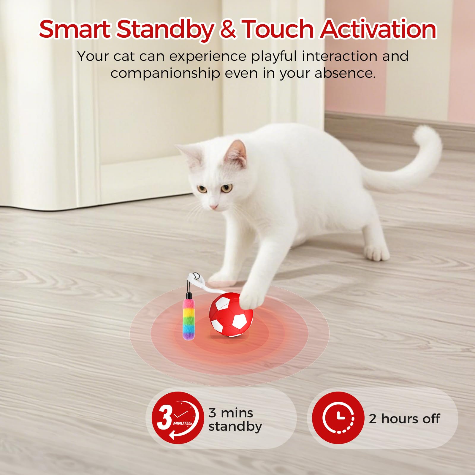 Viwik Interactive Cat Toys For Indoor Cats, Automatic Motion Activated Kitten Ball Toy, Moving Stimulation Cat Toys For Bored In