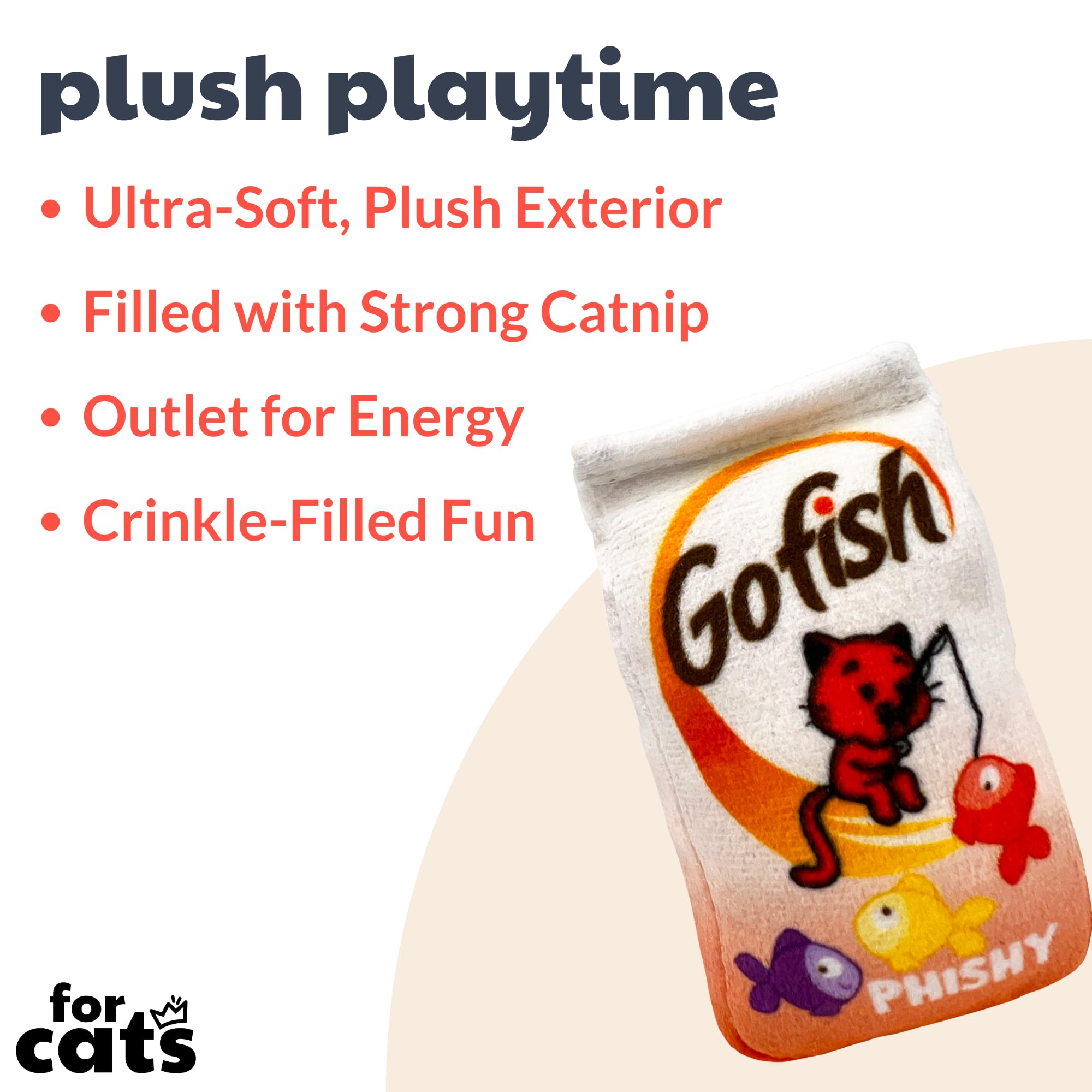 Huxley & Kent Plush Cat Toy - Go Fish Phishy - Snack Attack Strong Catnip Filled - Plush Interactive Kitten And Cat Toy With Cat