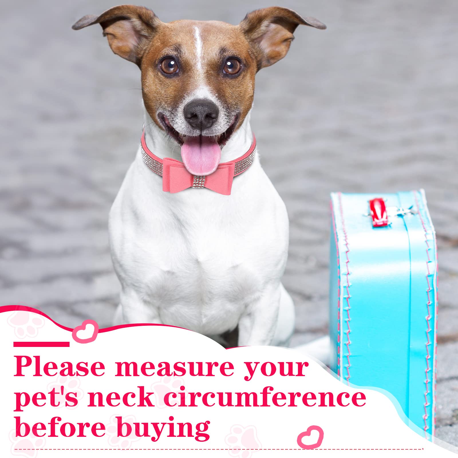 4 Pcs Pink Dog Collar Spiked Studded Dog Collars Pearls Dog Necklace Dog Collar With Rhinestone Bow Knot Crystal Diamond Colorful Flower Bling Girl Dog Cat Collars For Dogs(Cute Style,Small)