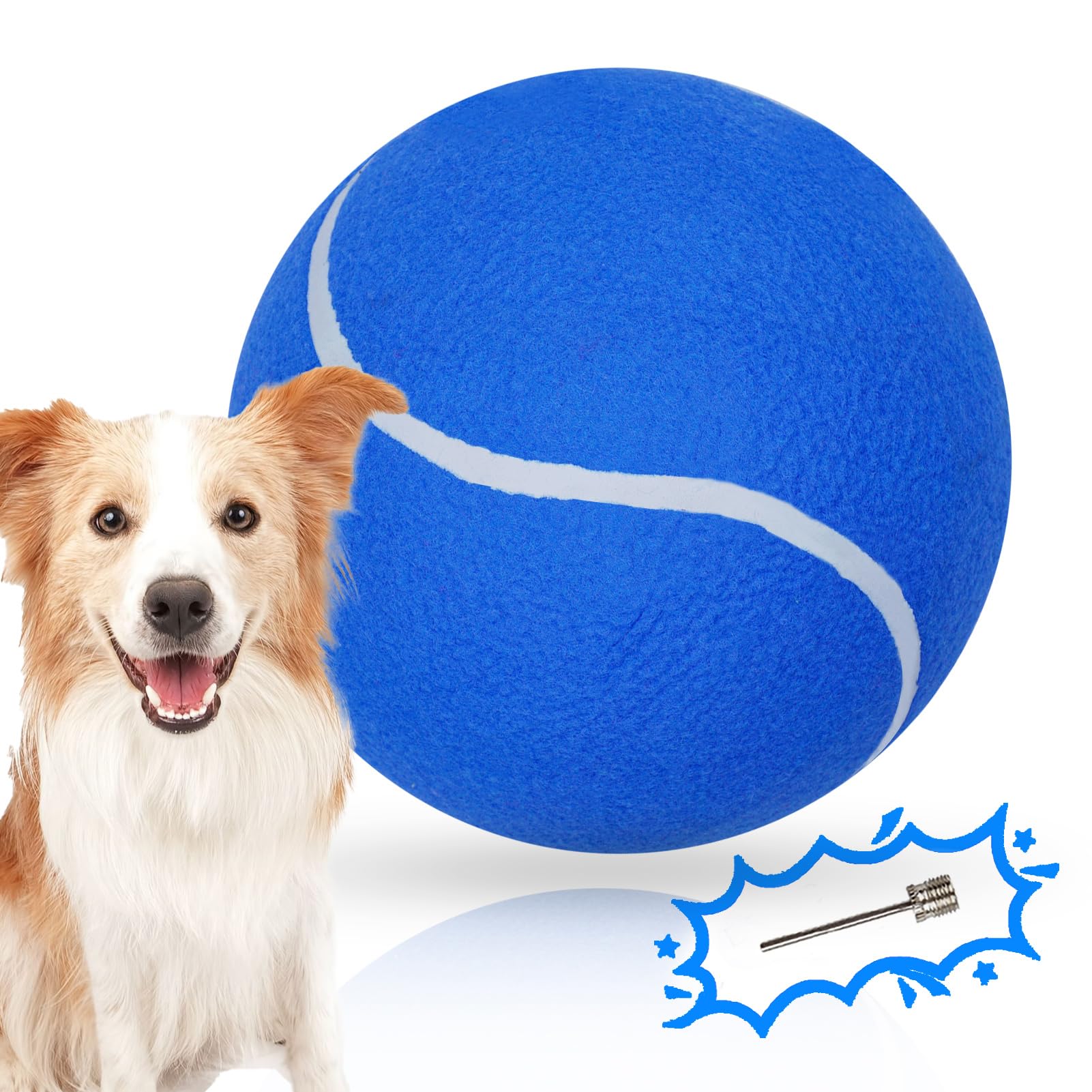 Banfeng Big Tennis Ball For Dogs, Giant Dog Tennis Ball Toy Large Outdoor Sports Gift For Small Medium Large Dog (Blue, 9.5 Inch