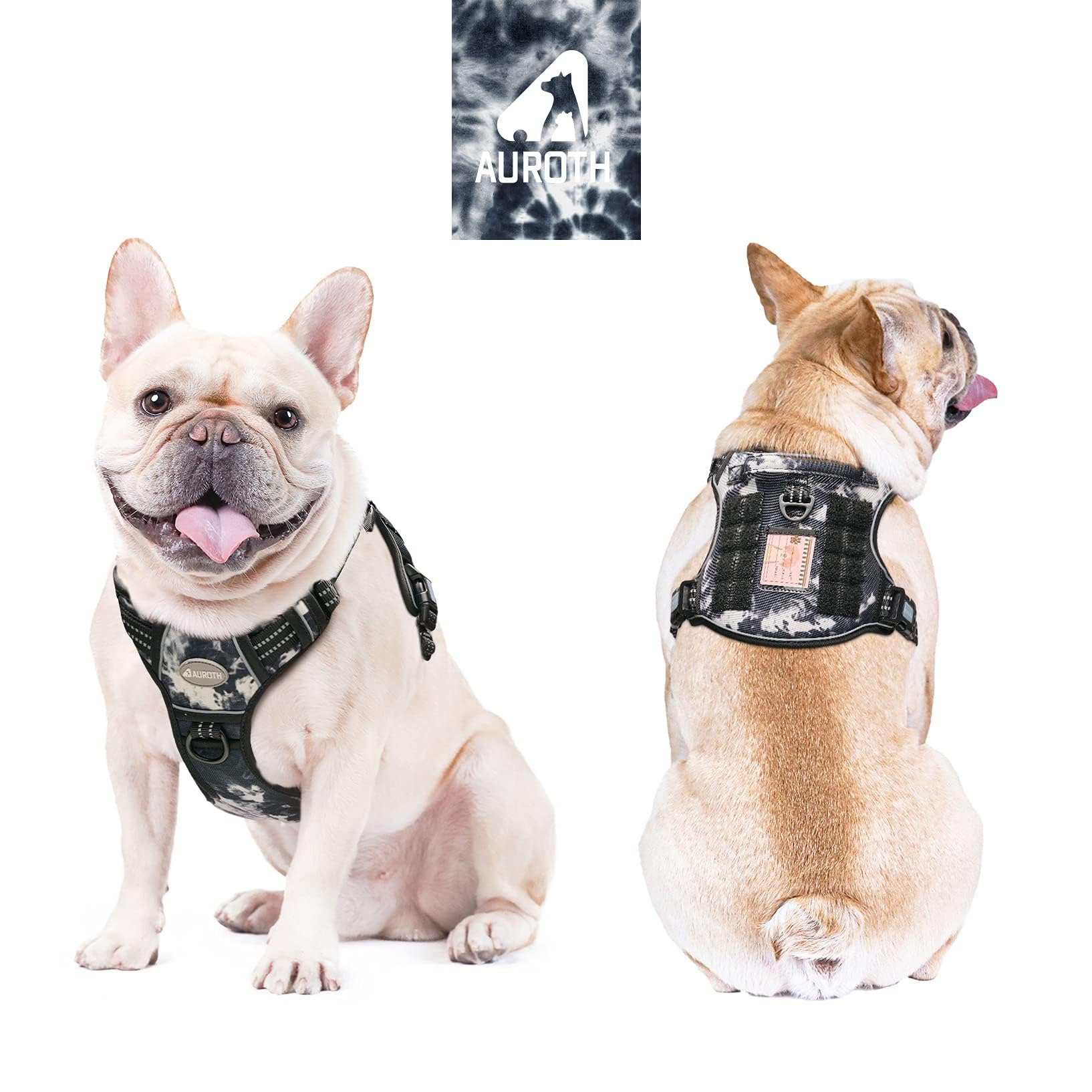 Auroth Tactical Dog Harness For Small Medium Large Dogs No Pull Adjustable Pet Harness Reflective K9 Working Training Easy Control Pet Vest Military Service Dog Harnesses (S, Black Ink)