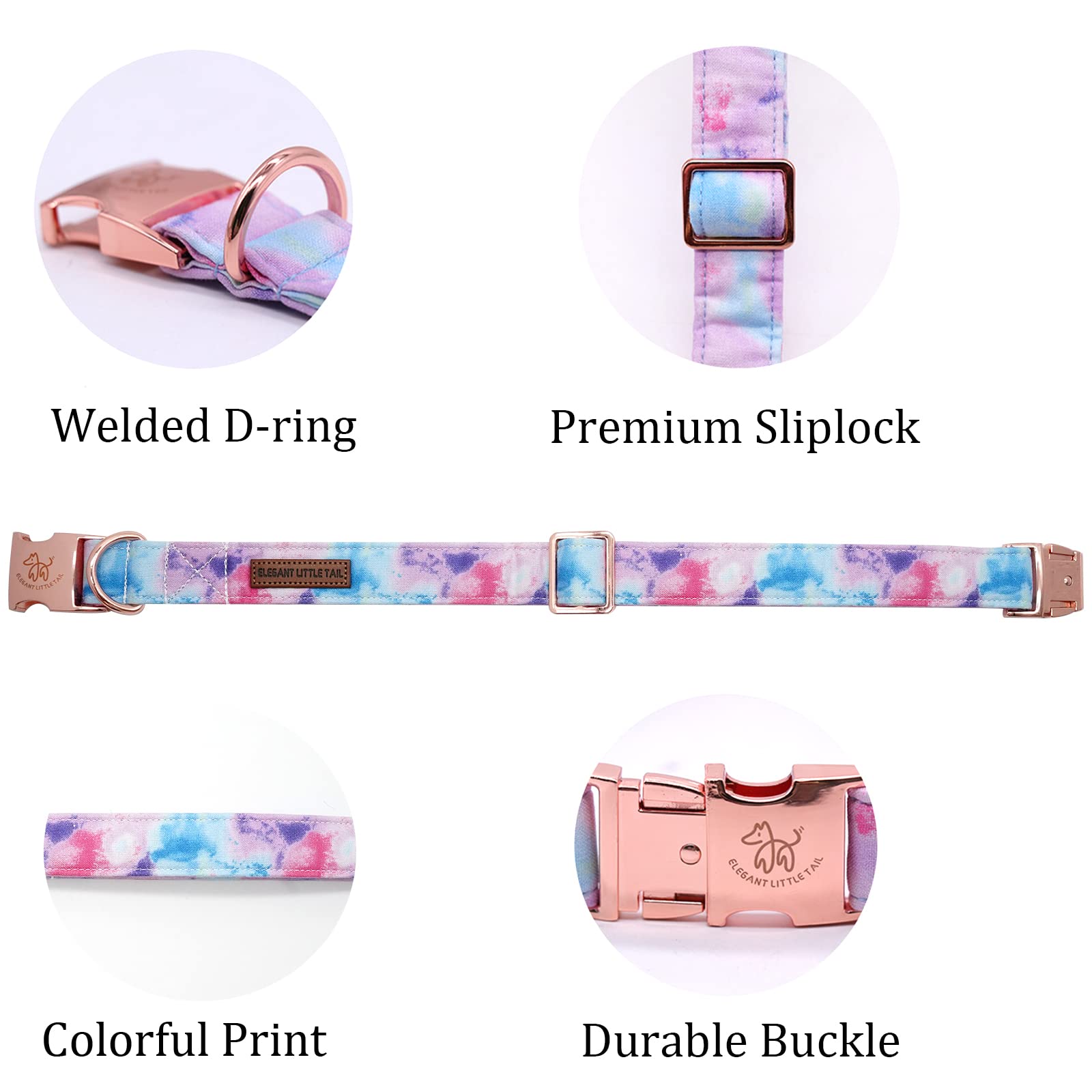 Elegant Little Tail Dog Collar, Colorful Pattern Pet Collar Durable Cute Dog Collars Fashion Male Female Pet Gift Adjustable Dog