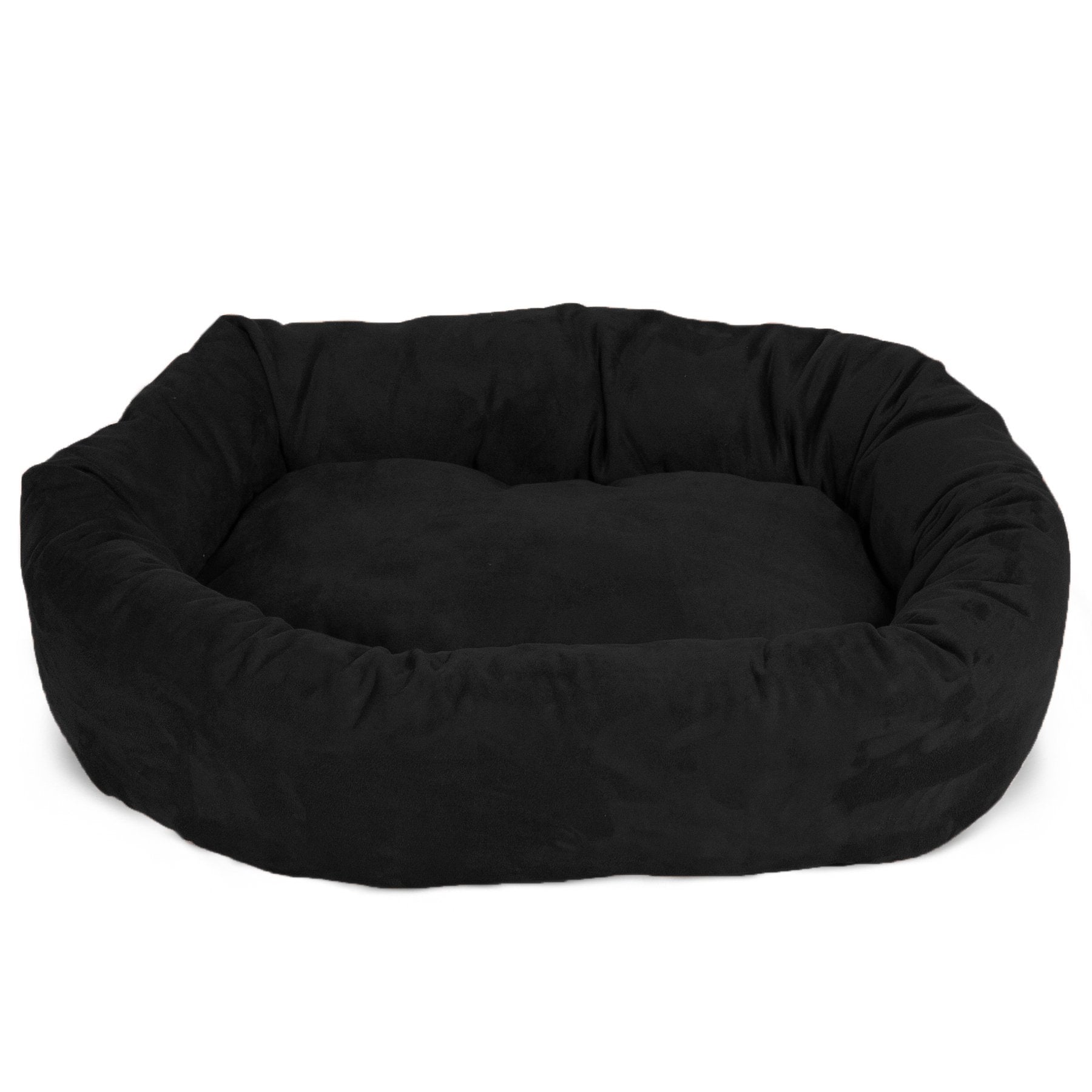 52' Black Suede Bagel Dog Bolster Bed By Majestic Pet Products