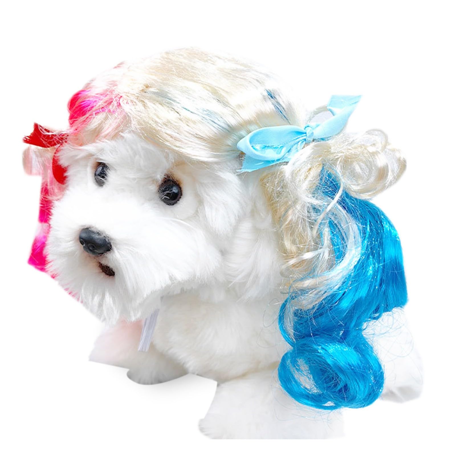 Pet Wig For Dogs & Cats - Realistic Simulated Hair Costume Wig With Adjustable Fit | Halloween, Cosplay, Photo Shoot Accessory F