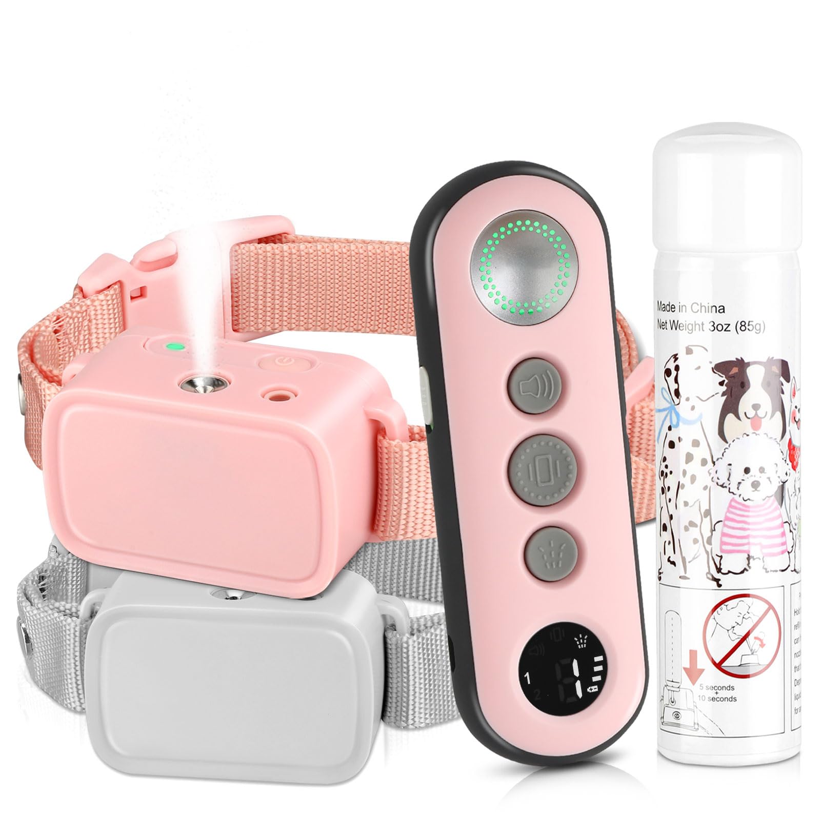 Citronella Dog Training Collar [1* Spray Refill With 2 Dog Collar] Citronella Dog Bark Collar, Spray Bark Collar Safer & Humane 